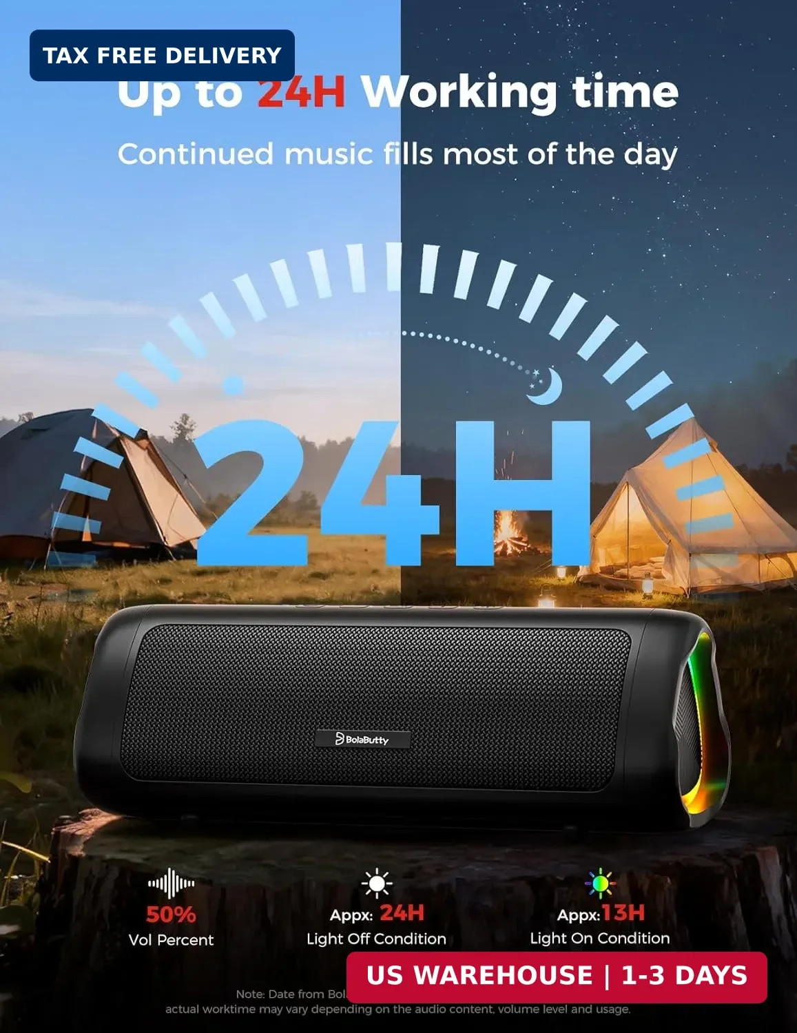 Bluetooth Speaker, 20W HD Sound, Portable Wireless, IPX5 Waterproof, Up to 24H P