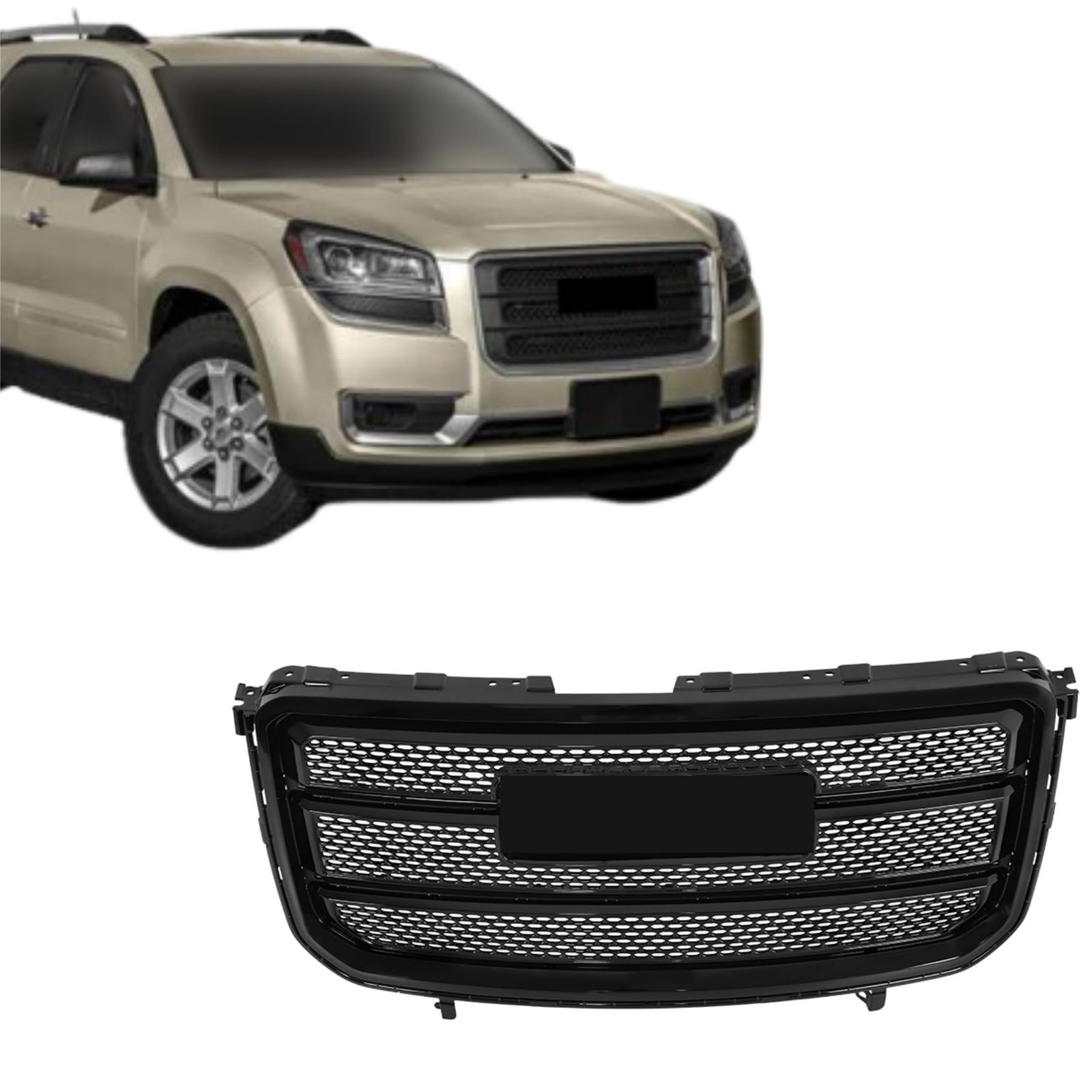 Glossy Black Front Bumper Grille Upper Mesh Style for Acadia Denali 2013-2016