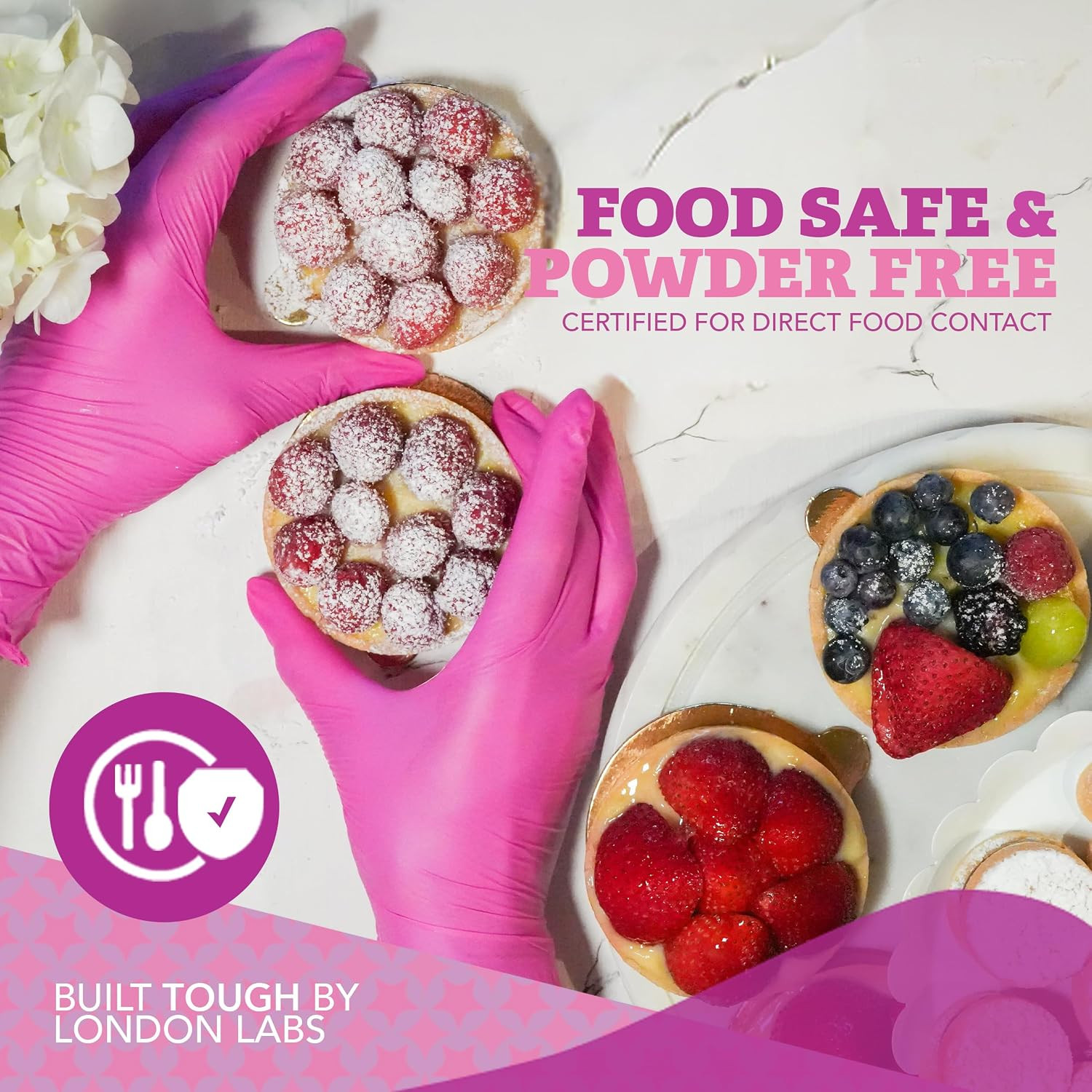 4 Mil – Fuchsia Pink Nitrile Gloves – Disposable Latex Free & Powder Free– Chemi