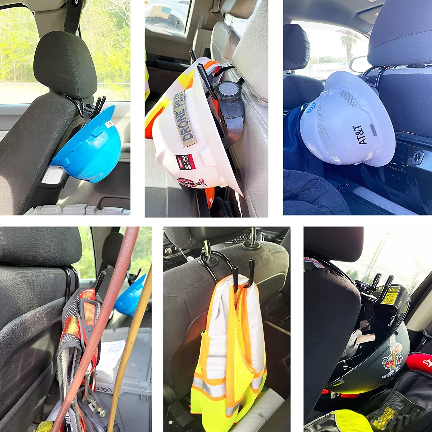 Universal Hard Hat Rack Seat Mount Holder Hanger for Car Truck Van SUV Cab