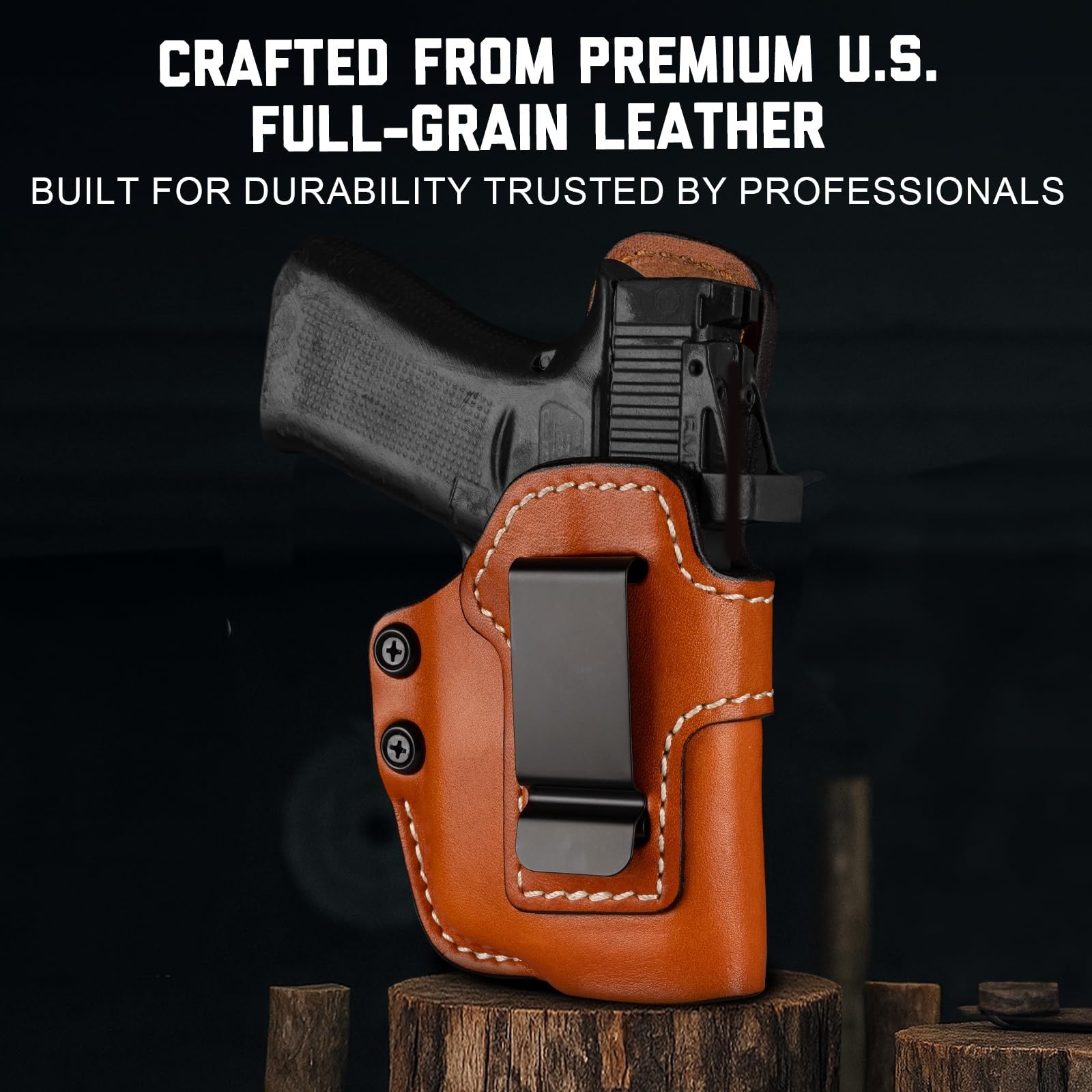 Universal IWB Leather Holster for P365/P365XL, Hellcat, G43/G48, G43X MOS/G48…