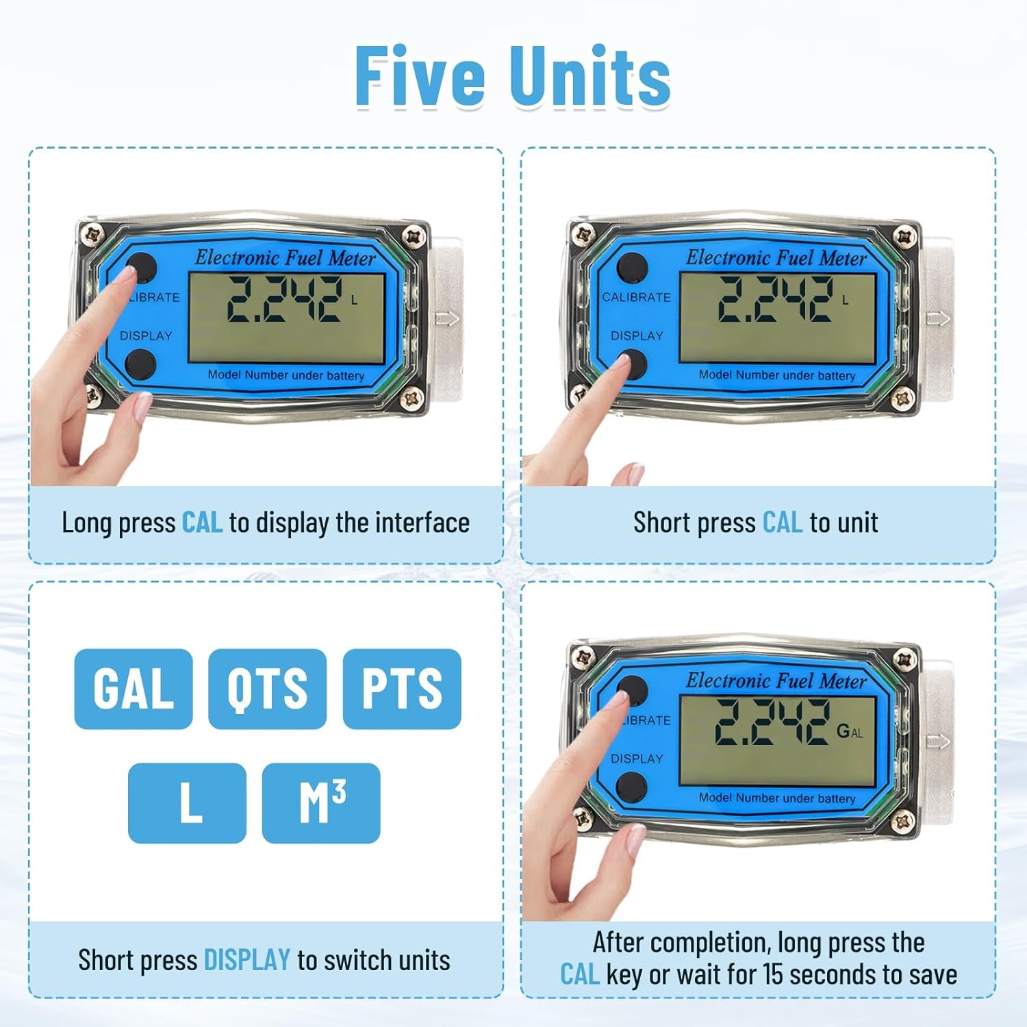 Flow Meter 1″ Digital Turbine Fuel Meter Waterproof Inline NPT Thread Flowmeter
