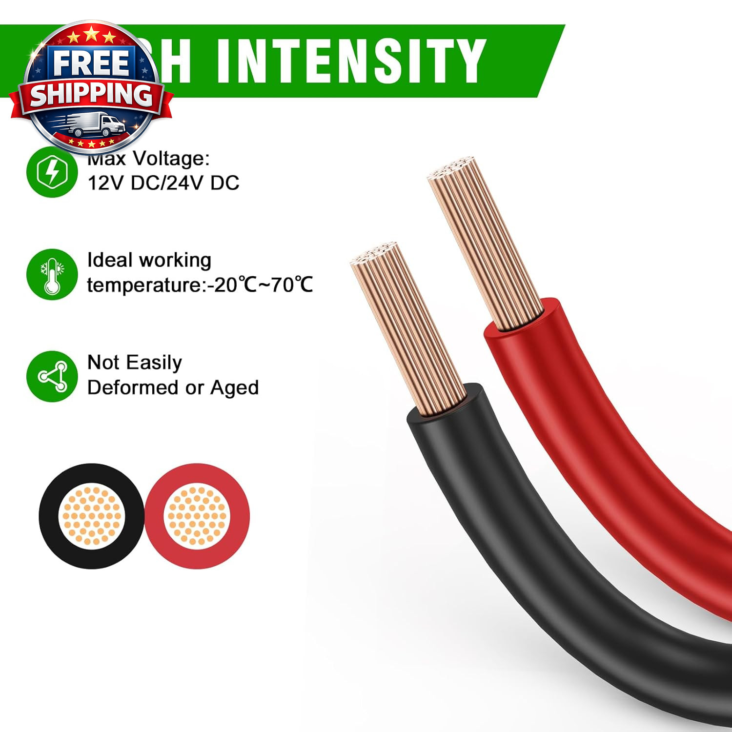 14 Gauge Wire 100FT, 2 Conductors Electrical Wire Red and Black Cable, Low Volt