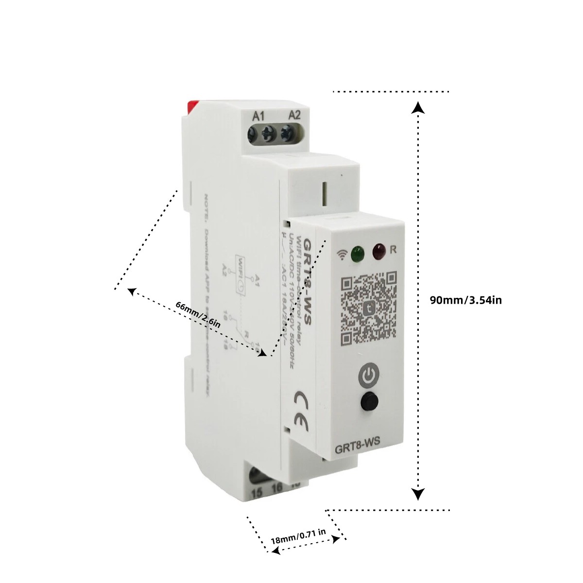 GRT8-WS AC/DC110V~240V Mini Wifi Timer Relay 16A Switch Wireless Remote Control