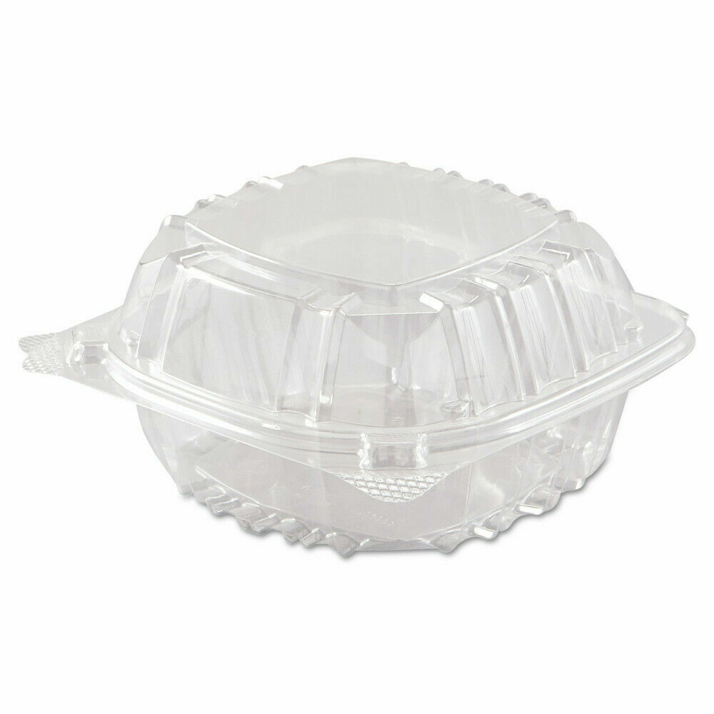 250 Pack-C57PST1 Clear 6″ Seal Hinged-Lid Plastic Containers For Food