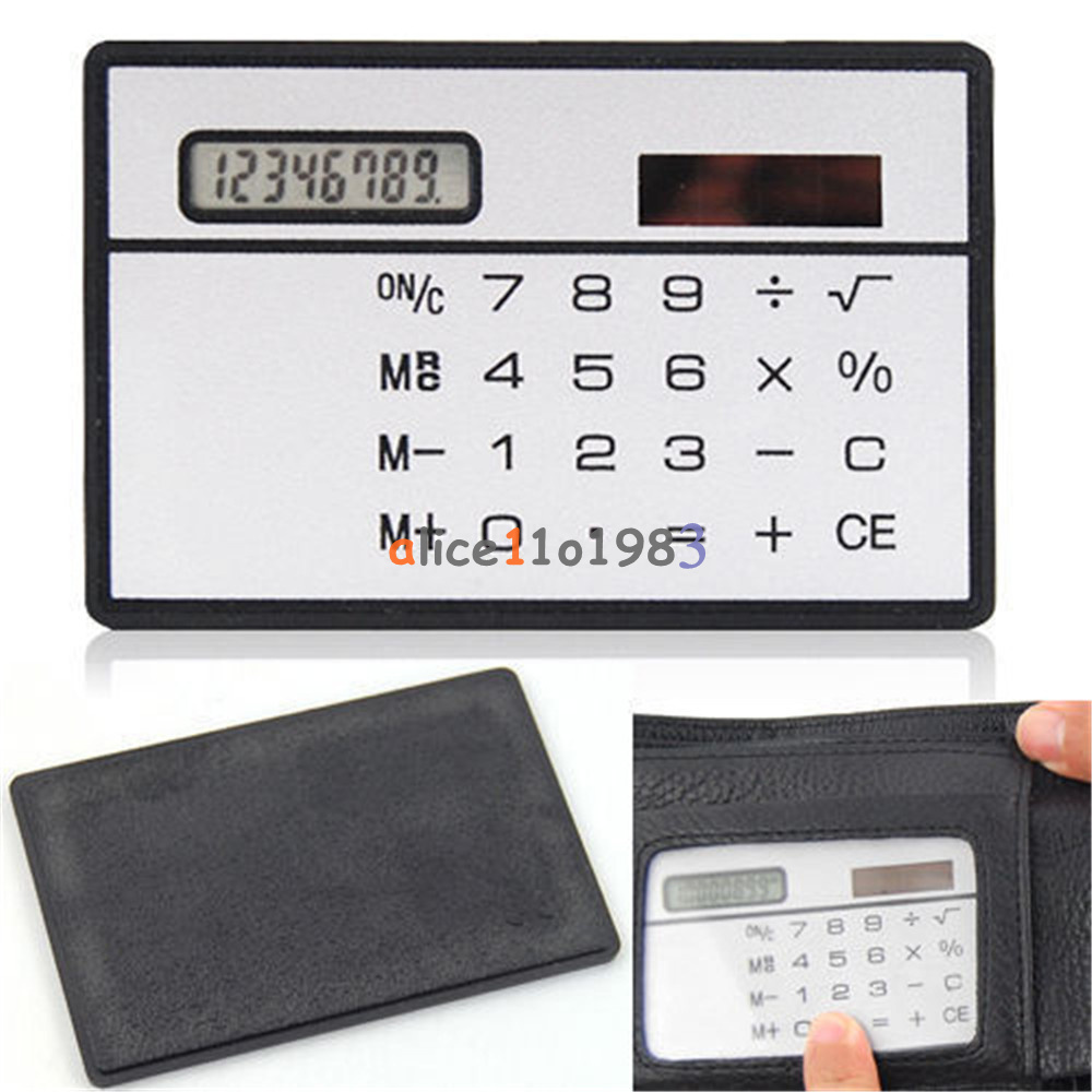 10pcs 8 Digits Ultra Thin Mini Slim Credit Card Solar Power Pocket Calculator W