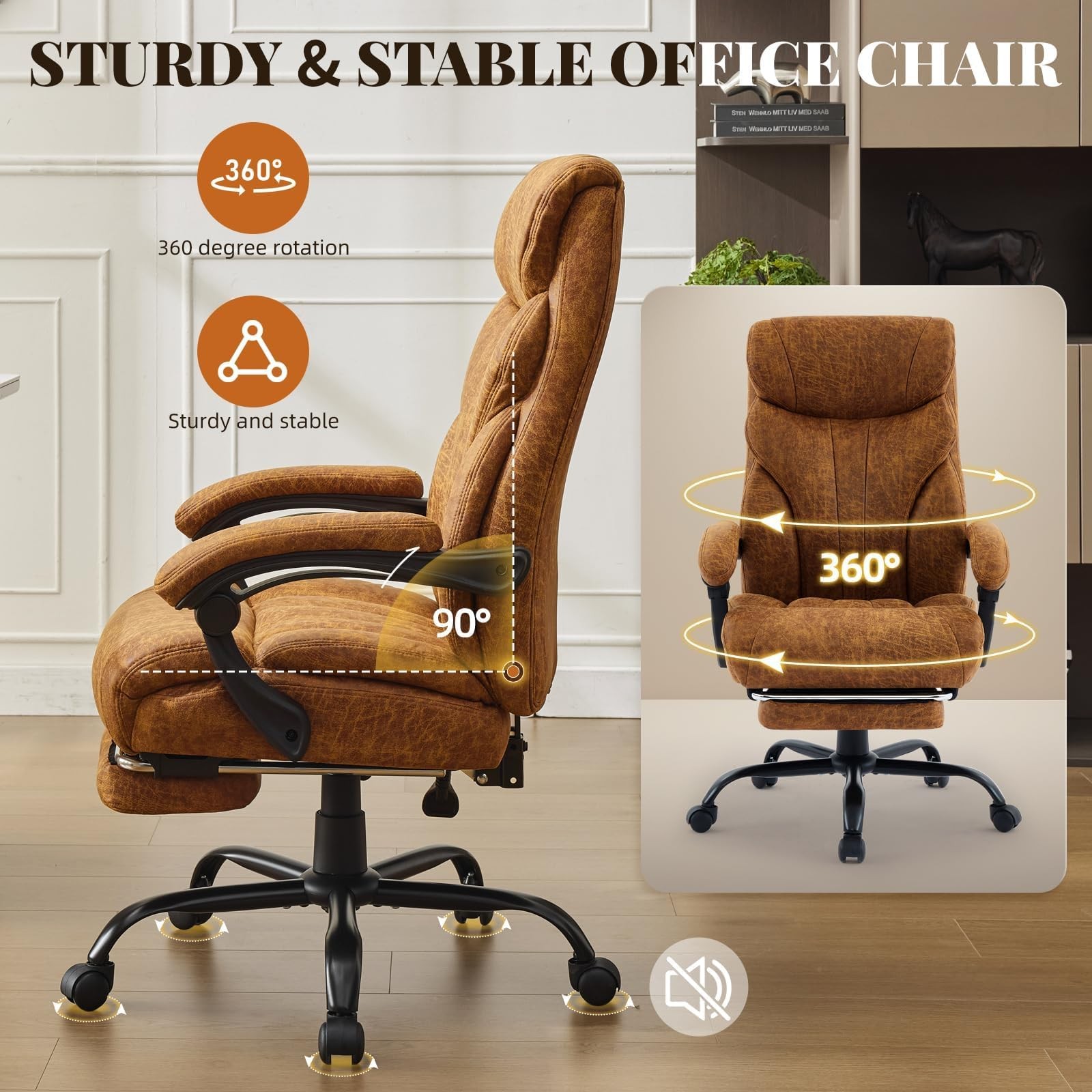 Office Chair, Big and Tall Office Chairs 500LBS Ergonomic Gaming Chair &Footrest