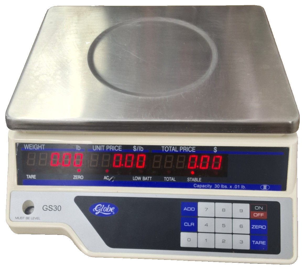 Globe GS30 Price Computing Scale 30lb x 0.01lb – NTEP Legal for Trade – Dual LCD