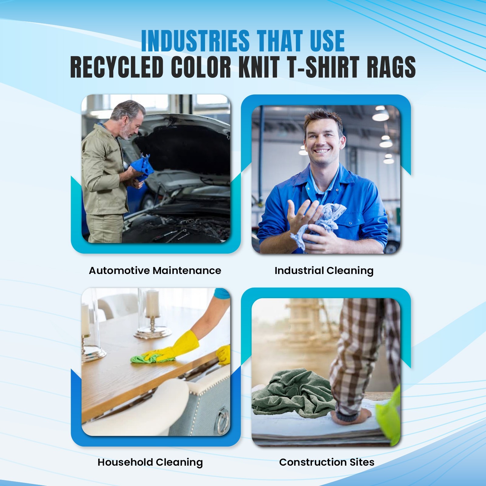 Color Knit T-Shirt Rags – 5 lbs. Box 100% Cotton Cleaning Cloths