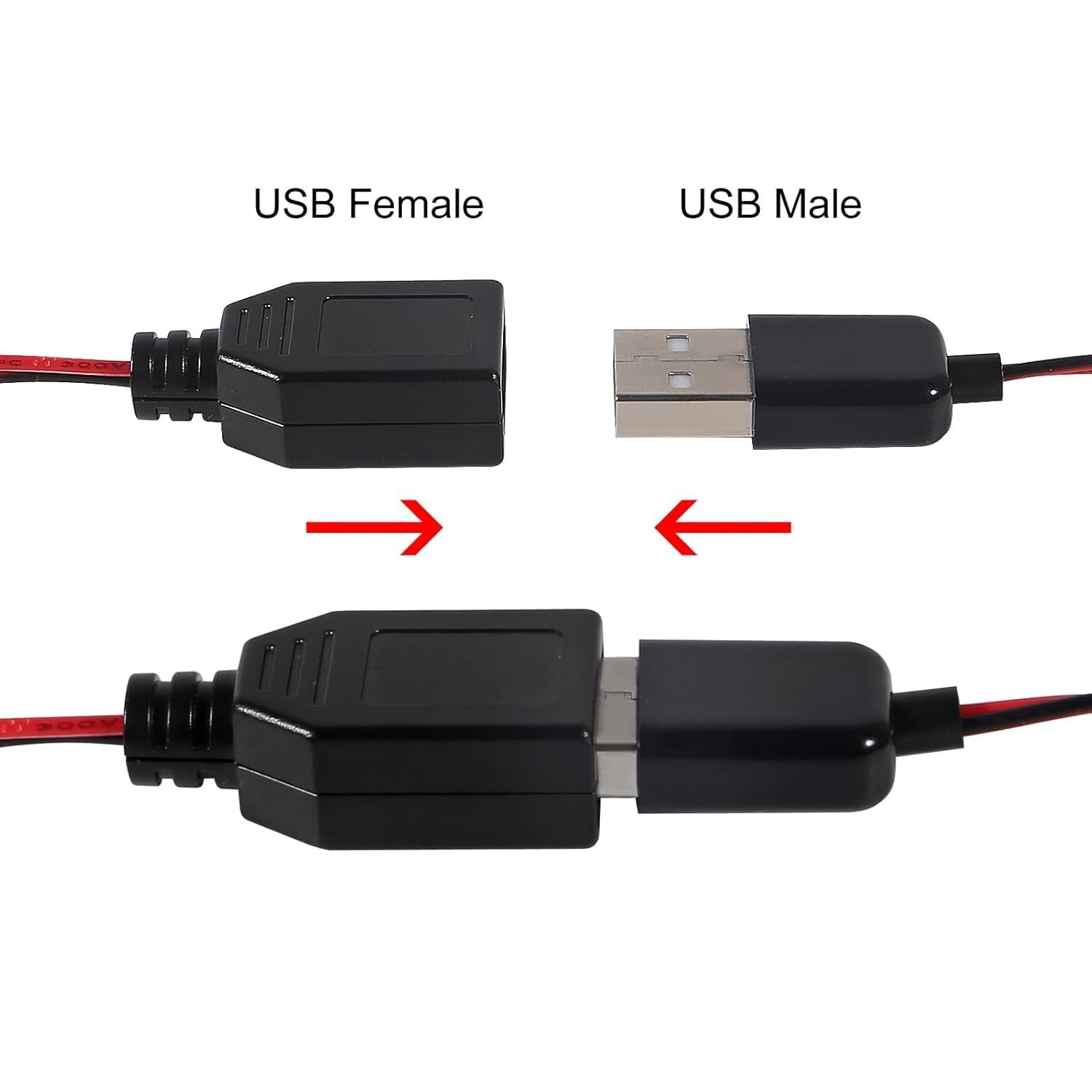 8 PCS Female USB to Alligator Clip Adapter Cable Probe for Circuit Testing