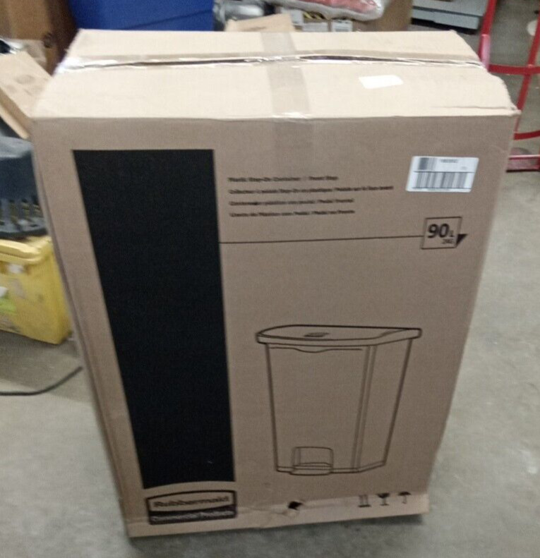 Rubbermaid 1883552 SlimJim Resin Front Step-On Rectangle Trash Can Beige 24 Gal
