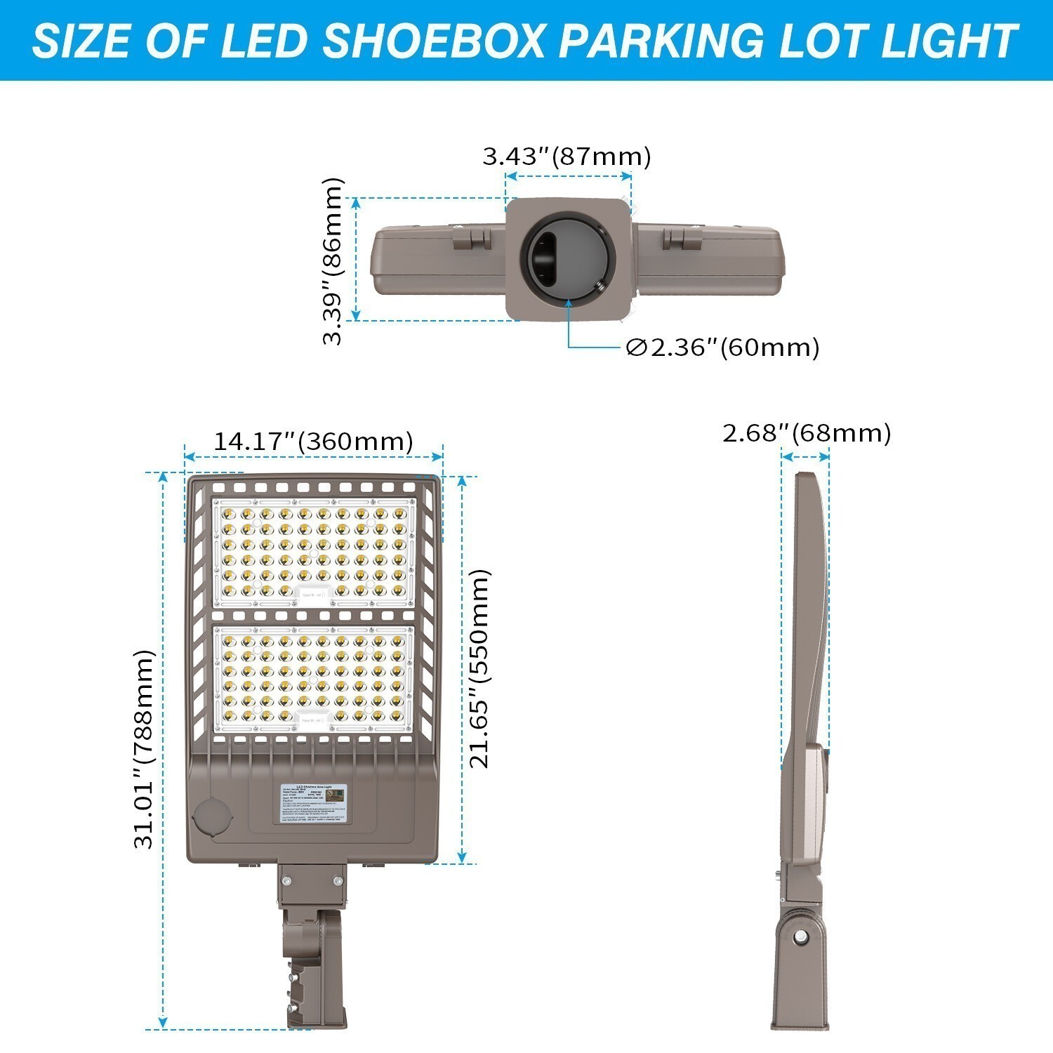 Commercial LED Stadium Light 277-480V 320W Shoebox Pole Security Street Lighting