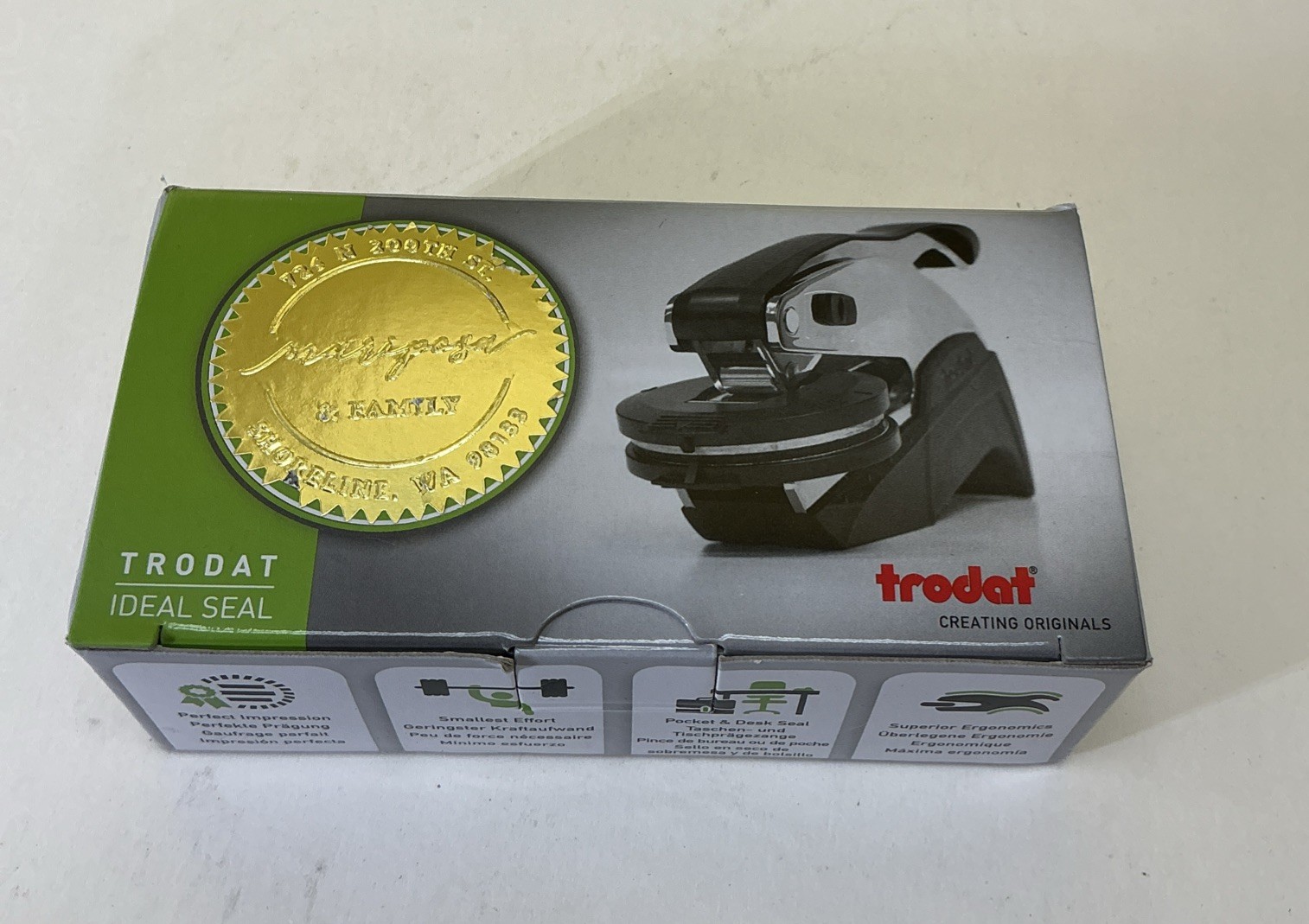 Trodat Ideal Seal Embossing Press Black 2in Handheld BRAND NEW Open Box