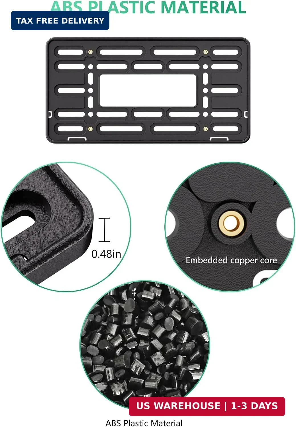 Front License Plate Mount Bracket, Car Plate Holder Universal Mounting Kit | Upg