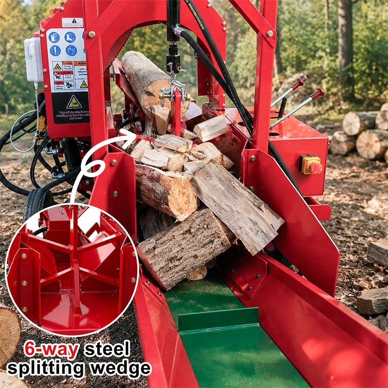27T Hydraulic Firewood Processor w/ 739cc RATO Engine Log Lifter & 118″ Conveyor