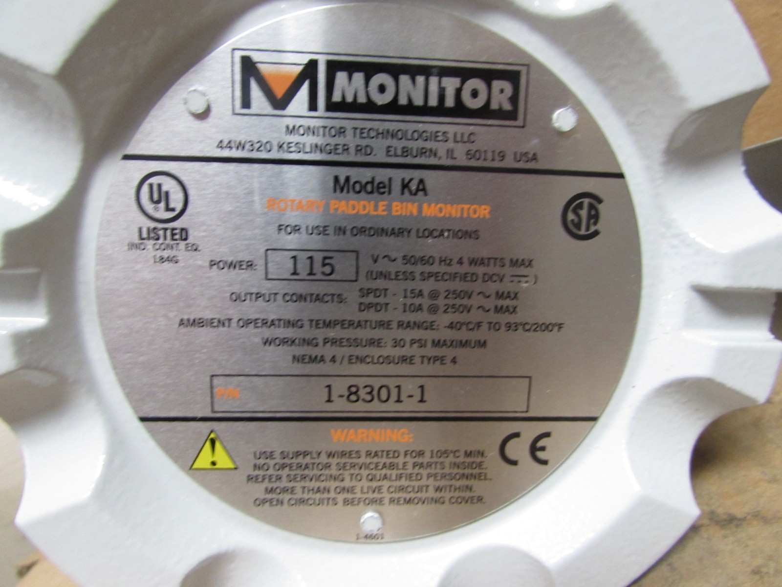 MONITOR 1-8301-1 MODEL KA 115V 4WATT MAX NEMA4 ( NEW IN BOX ) ***MAKE OFFER***