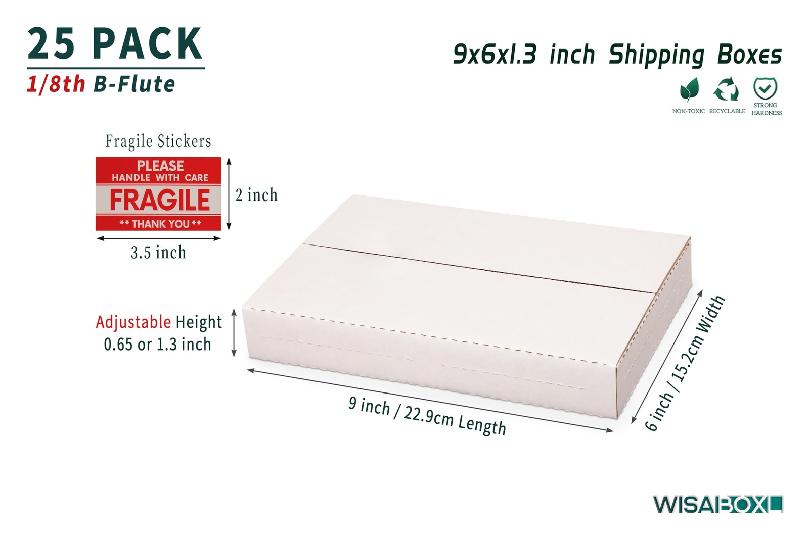 9x6x1.3 inch Shipping Boxes, Easy-Fold Multi-Depth DVD Mailer Box with Fragil…