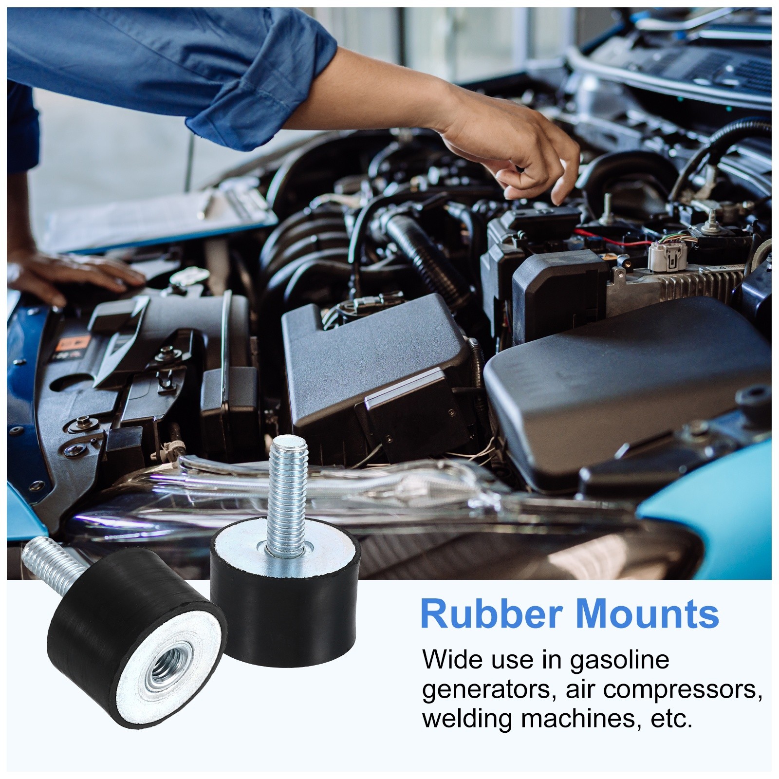 4Pcs M8x22mm Rubber Mounts 30x20mm(DxH) Rubber Shock Absorber Mount with Nuts