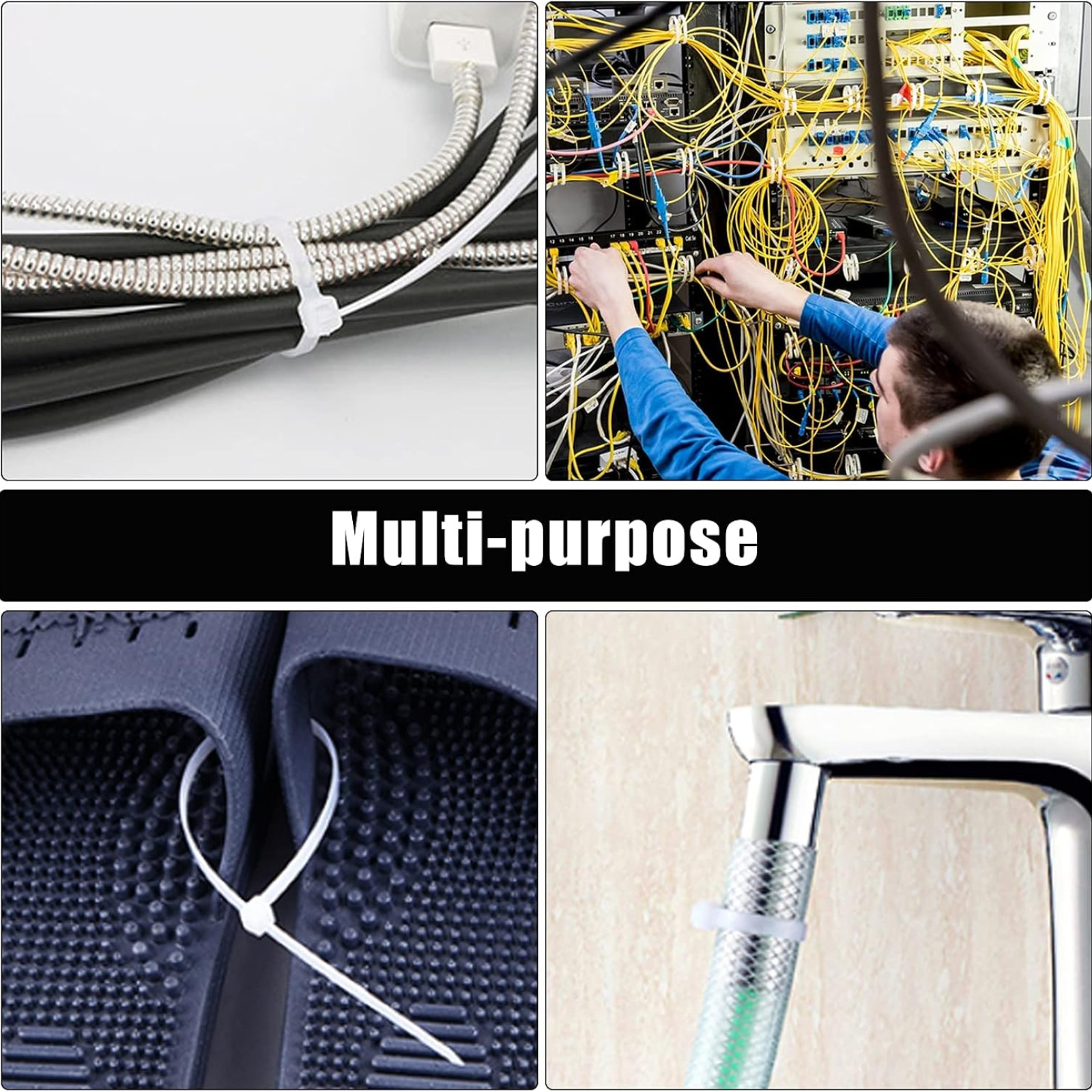 Cable Zip Ties,600 Piece Self-Locking Nylon Cable Ties,PerfecSizes 4+6+8+10+12in