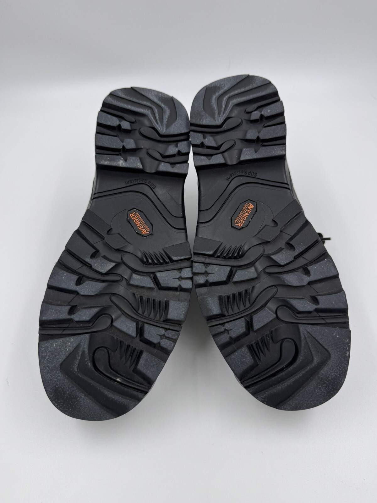 Avenger Safety Footwear Black White Stitch Leather Steel Toe Shoes Womens 7.5