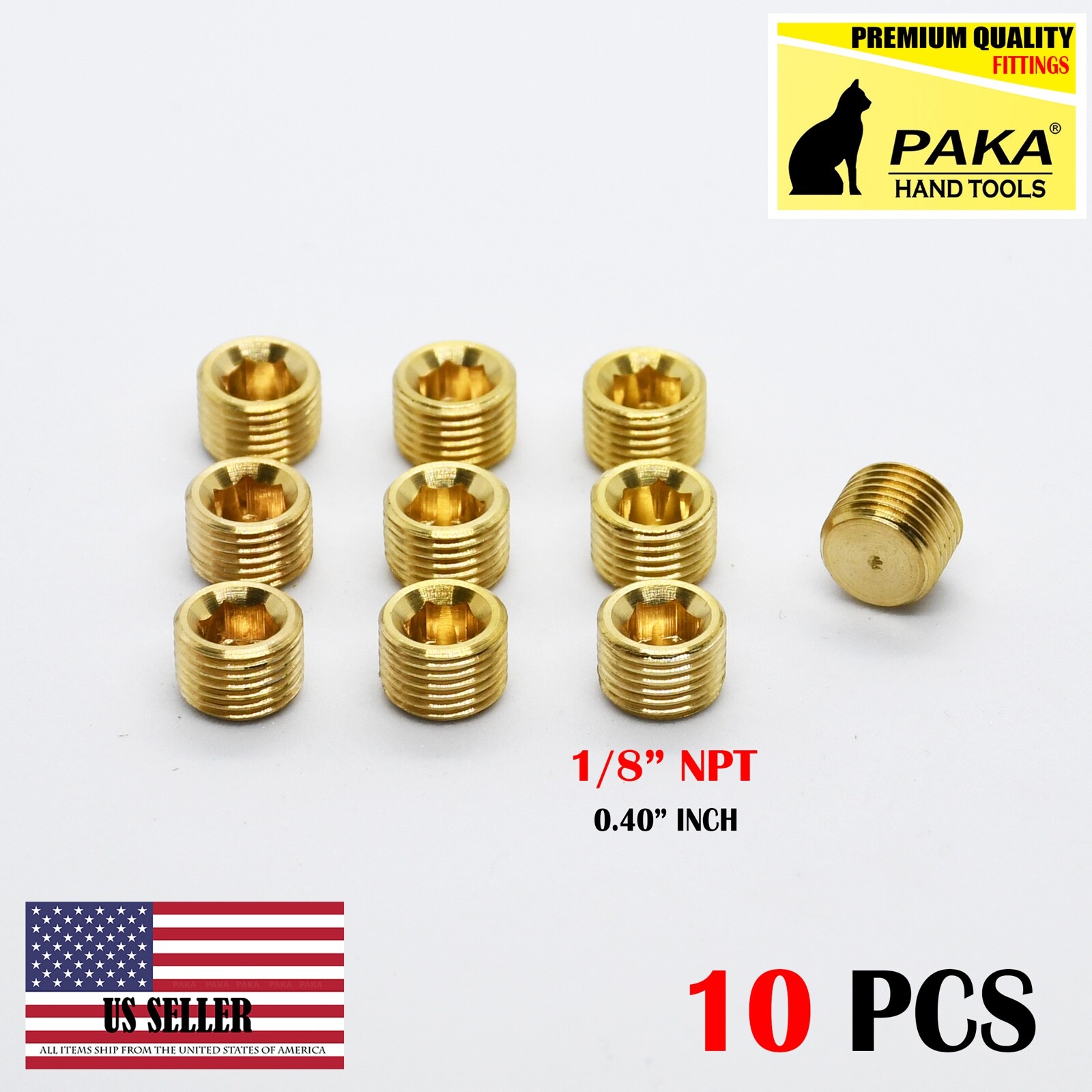 10Pcs 1/8″ NPT Male Thread Brass Internal Hex Head Socket Pipe Plugs end cap