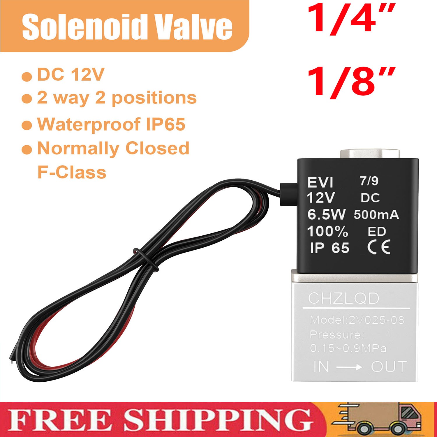 1/4″ Inch Electric Air Water Fast Response Solenoid Valve Normally Closed 24V DC