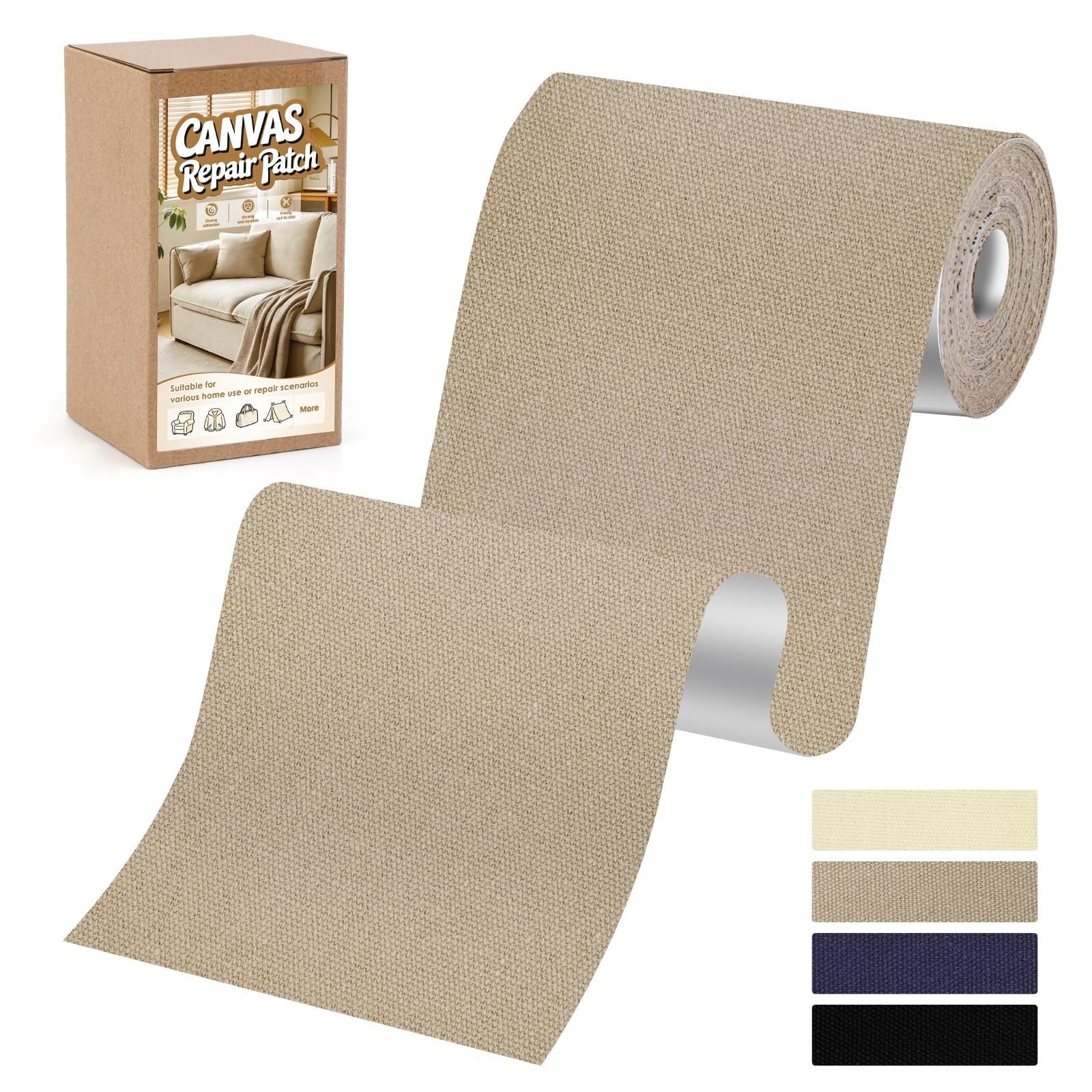 Self-Adhesive Canvas Repair Tape 4″x79″ – Waterproof Fabric Patch for Furniture,