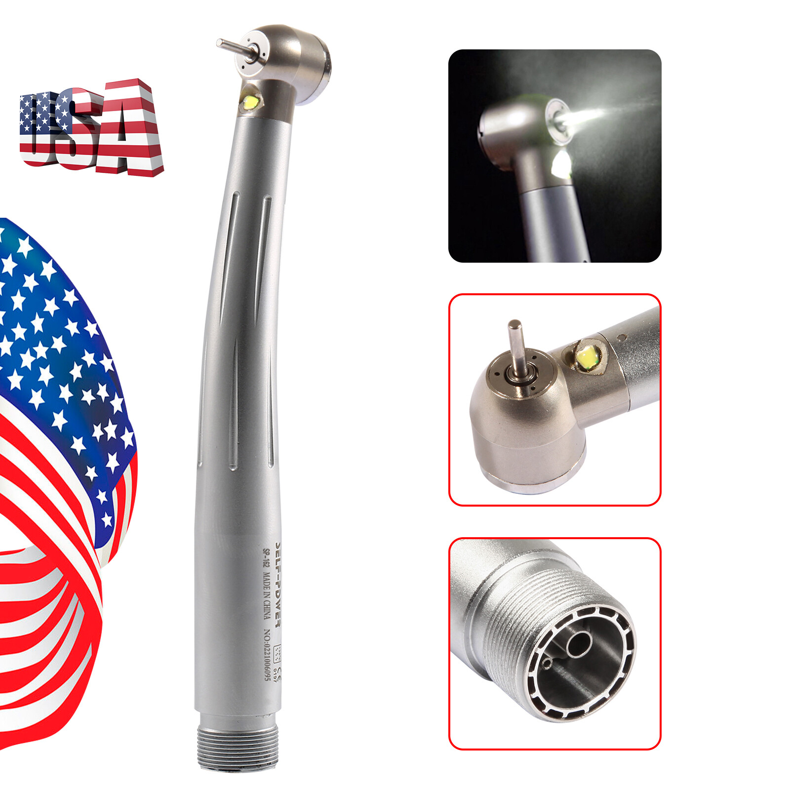 Dental Fiber Optic LED High Speed Handpiece 2H E-generator NSK Style Burr