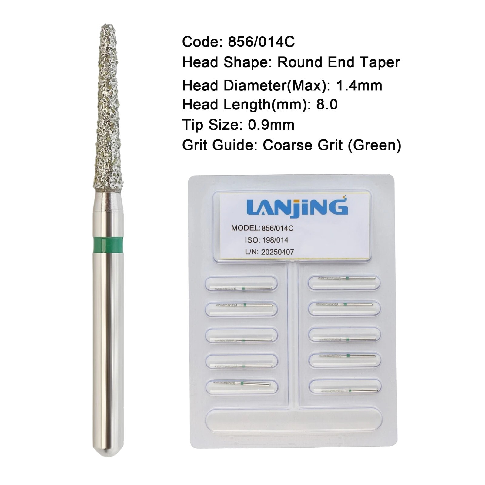 Dental Burs Diamond FG Round End Taper Football Surgical Long High Speed 856 850