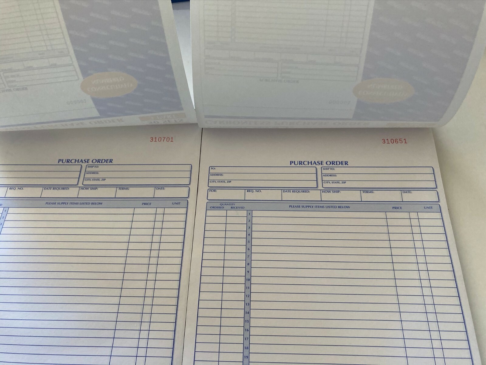 Rediform 1L147 Carbonless Purchase Order 3 Part 50 Sets Lot of 2