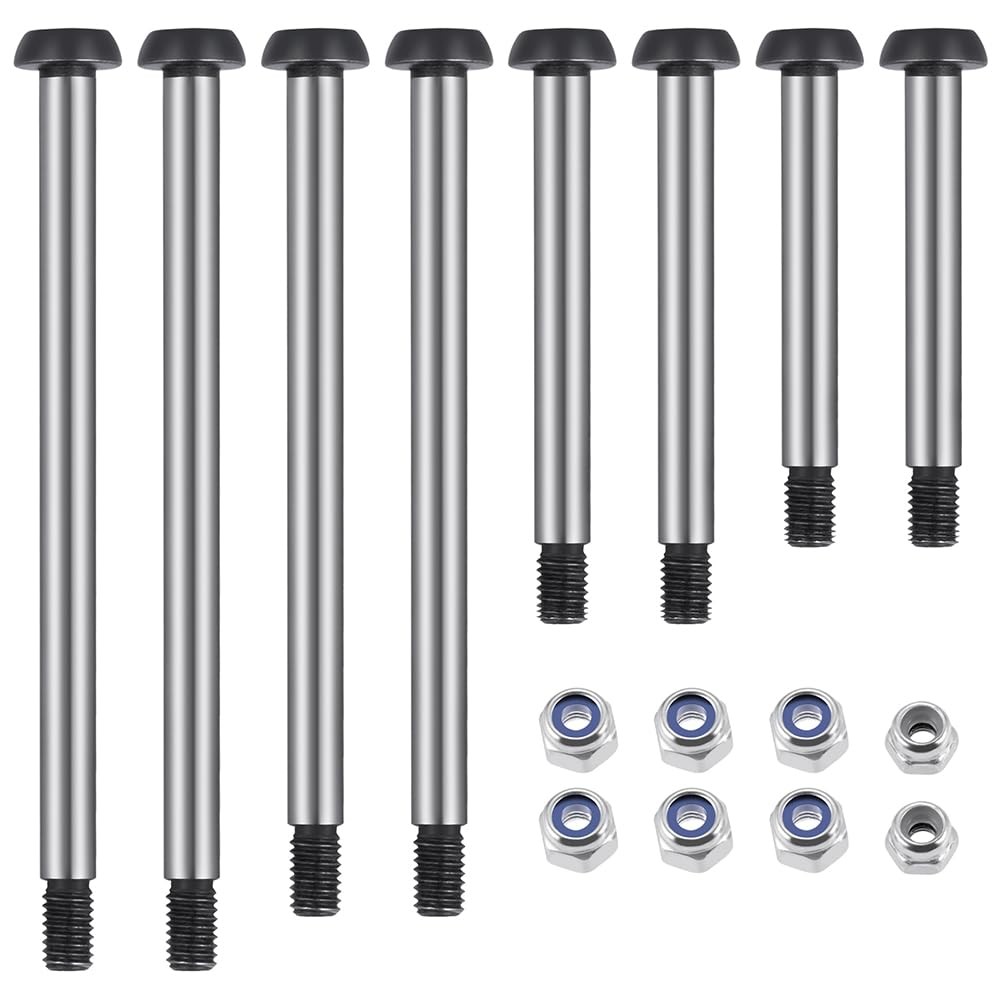 Polished Steel LockNut Threaded Hinge Pins Set For 1/10 Traxxas Slash 2WD