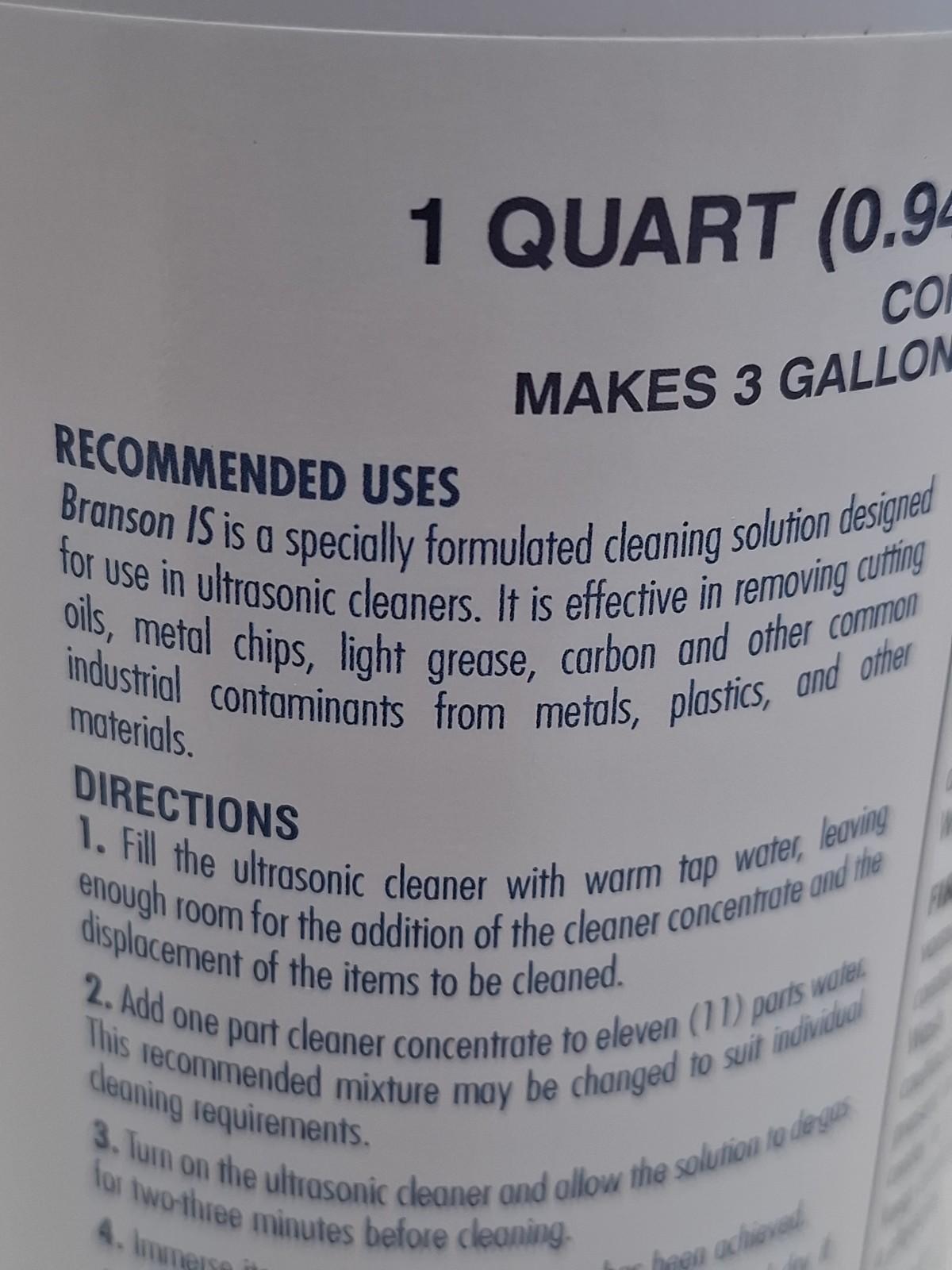 Branson IS Formulated Cleaning Concentrate Solution. 000-955-114 1qt. Ultrasonic
