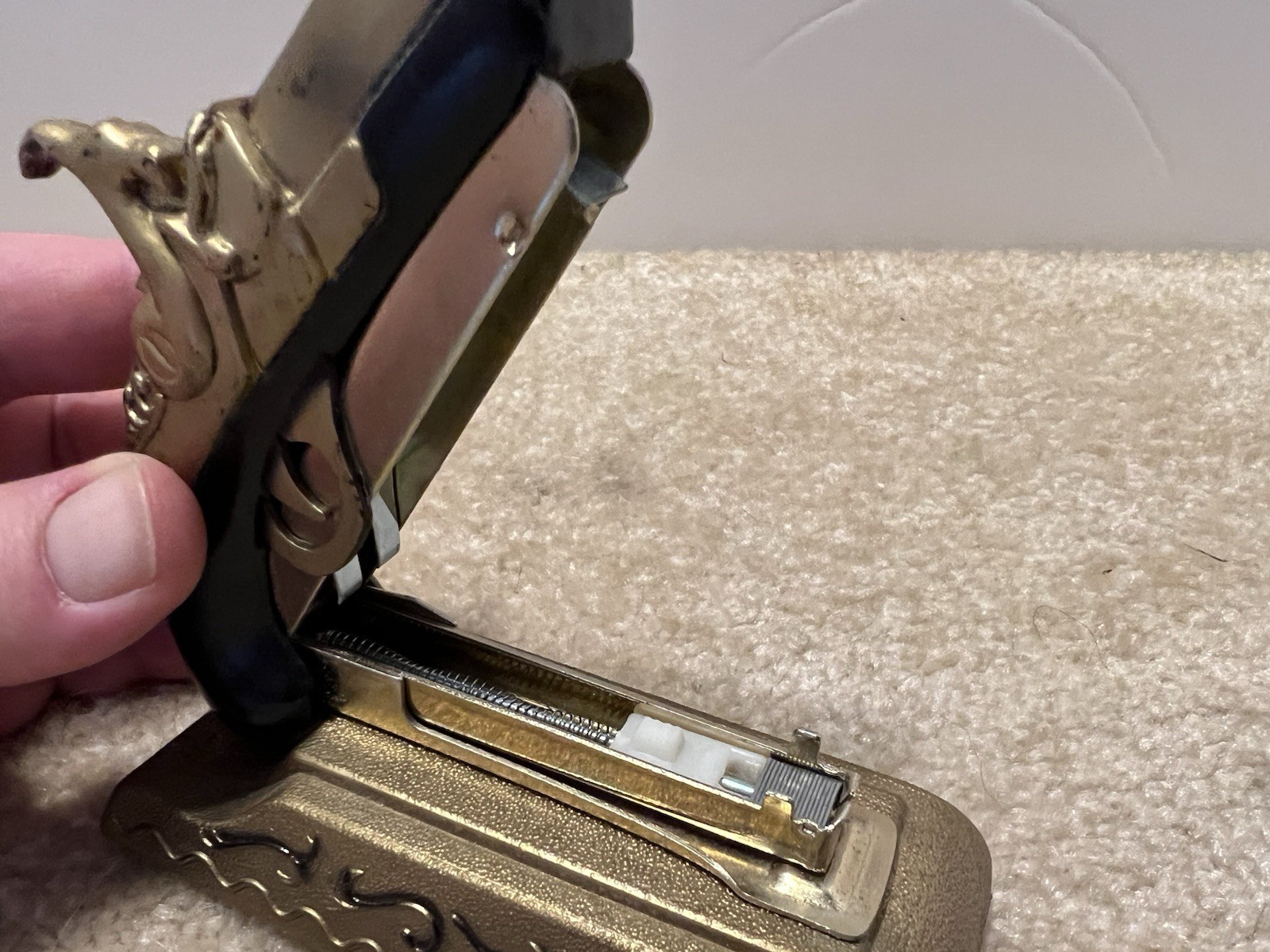Vintage Eagle black powder pistol, collectible stapler. Works! Hong Kong