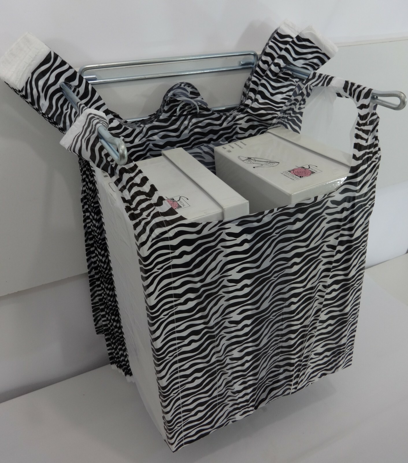 Zebra Print Design Grocery Plastic T-Shirt Bags w/ Handles Supermarket Size