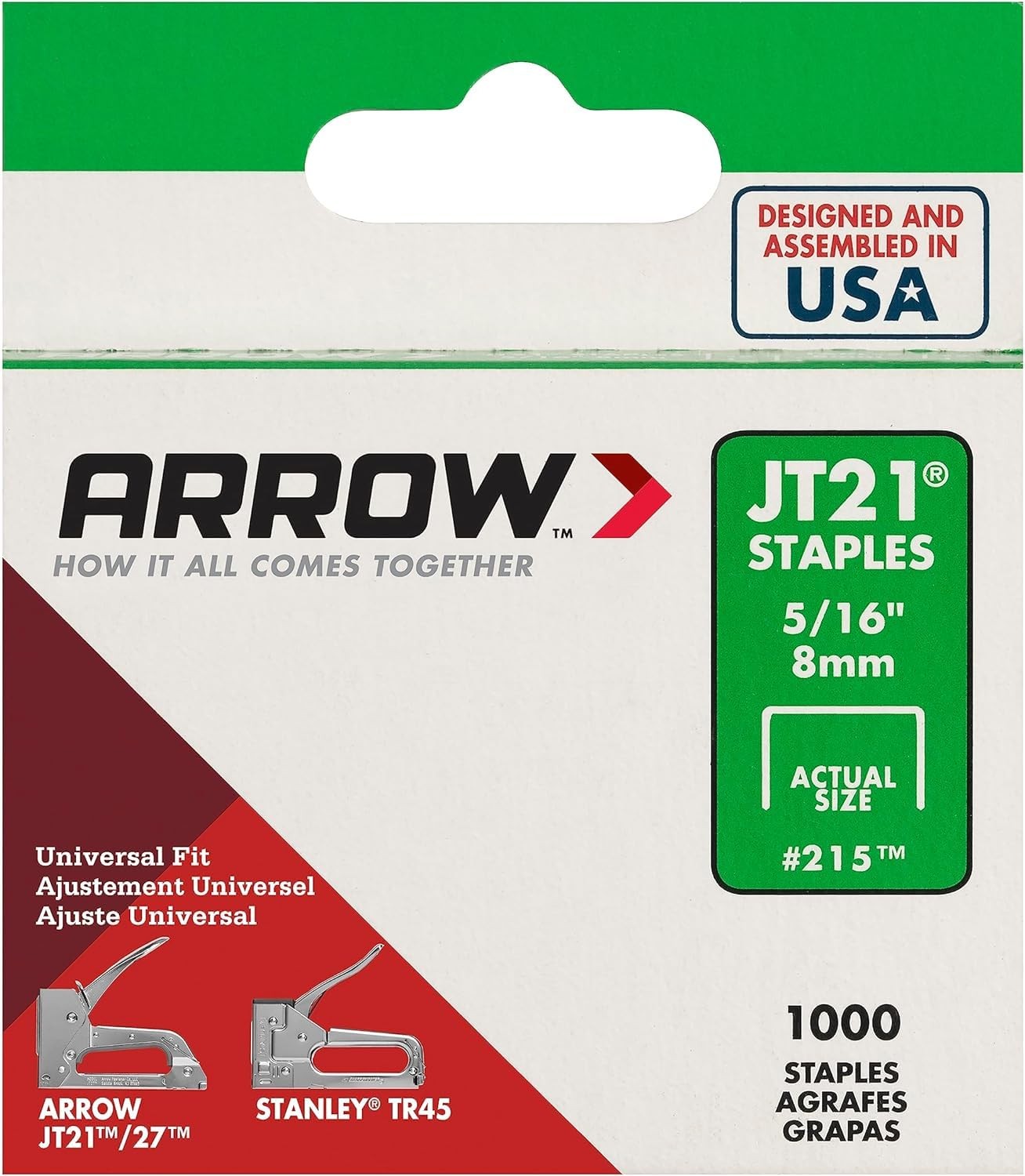Arrow 215 JT21 Thin Wire Staples for Staple Guns and Staplers, Use for