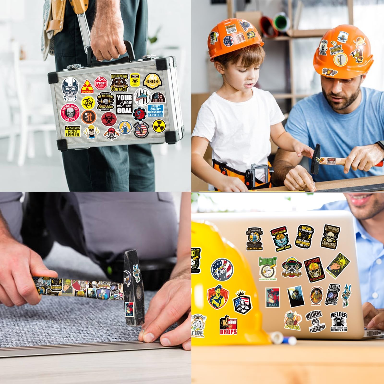 400 Pack Hard Hat Stickers Funny Tool Box Sticker Helmet Welding Construction