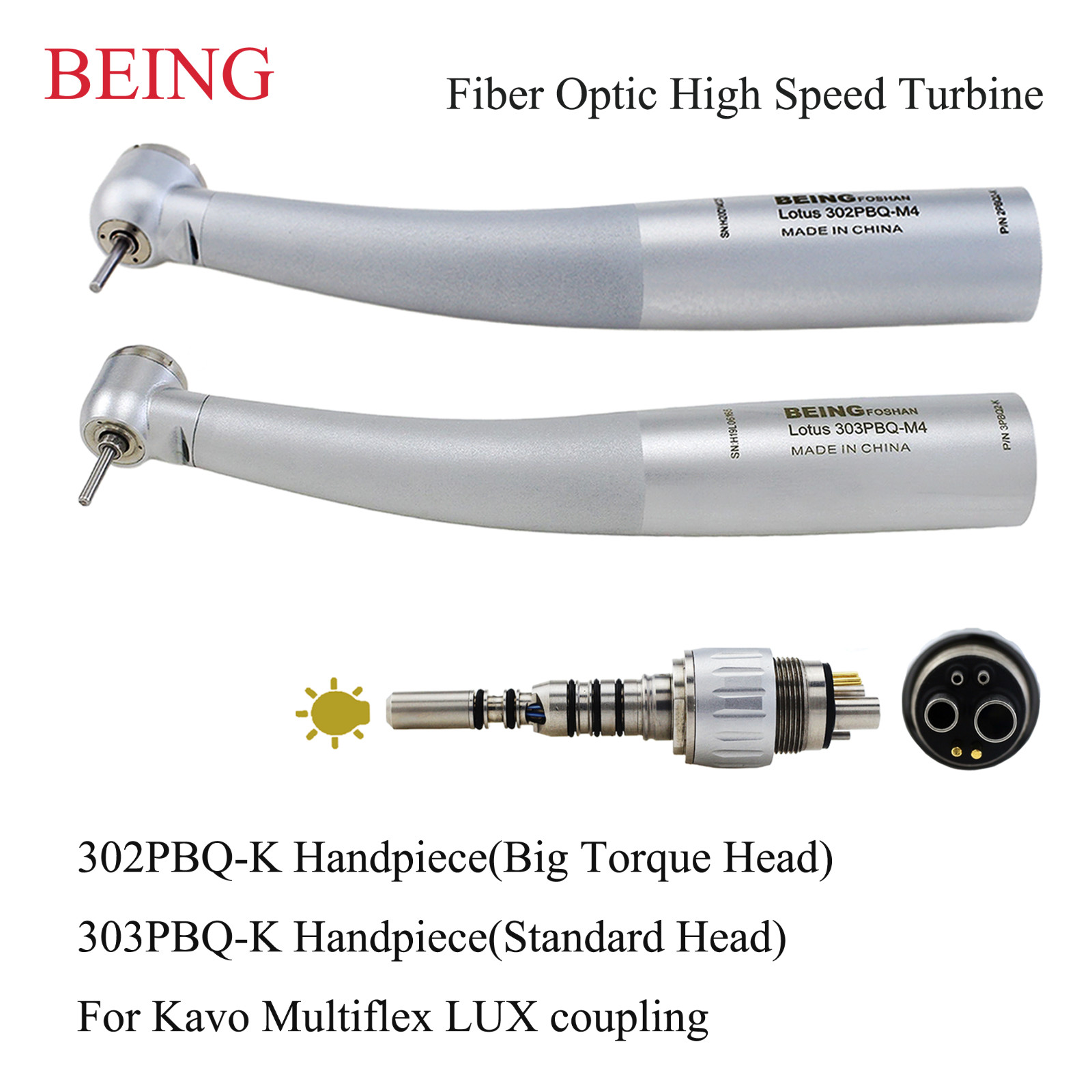 BEING Dental Fiber Optic LED Turbine High Speed Handpiece For KaVo NSK Coupling