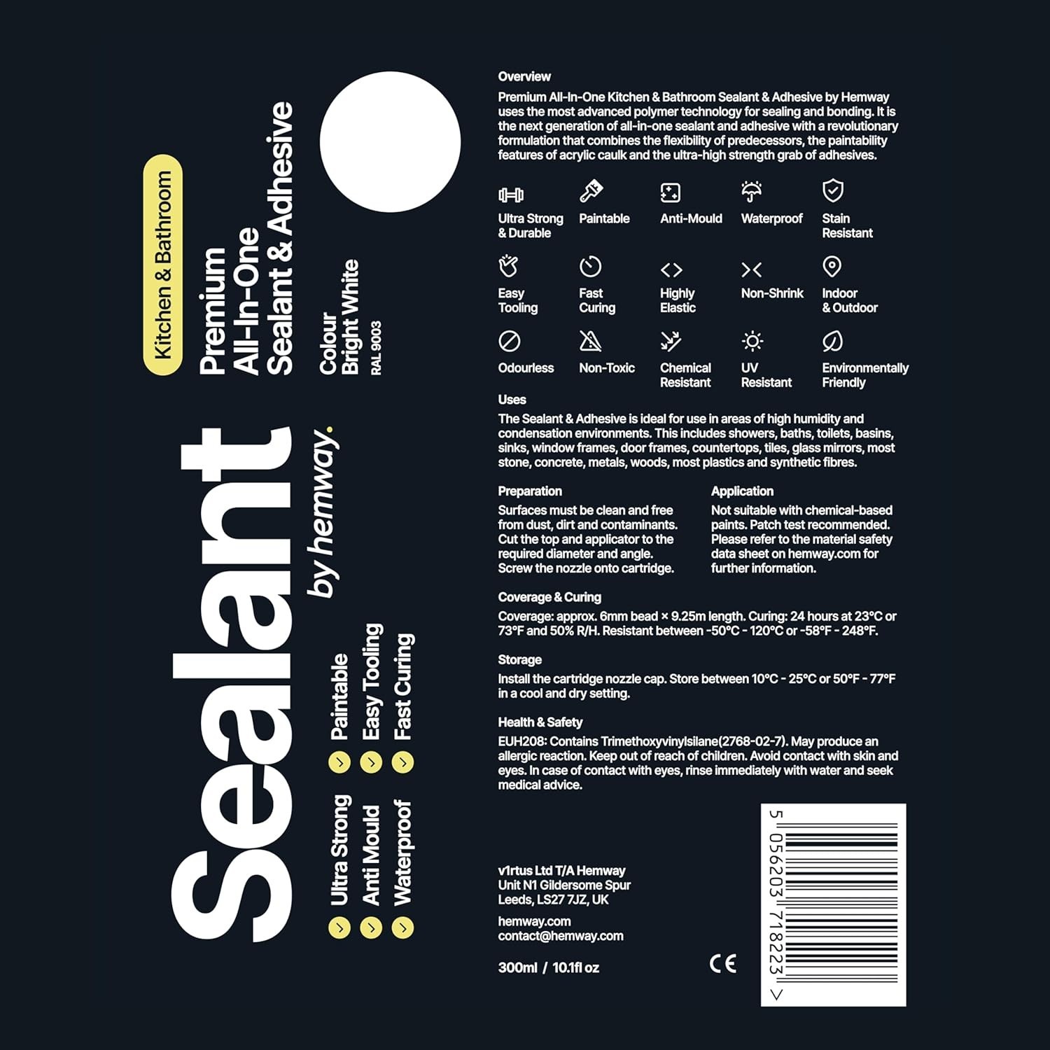 Hemway Sealant Adhesive Hybrid Polymer Construction ALL IN ONE SEAL & GRAB 24 ct