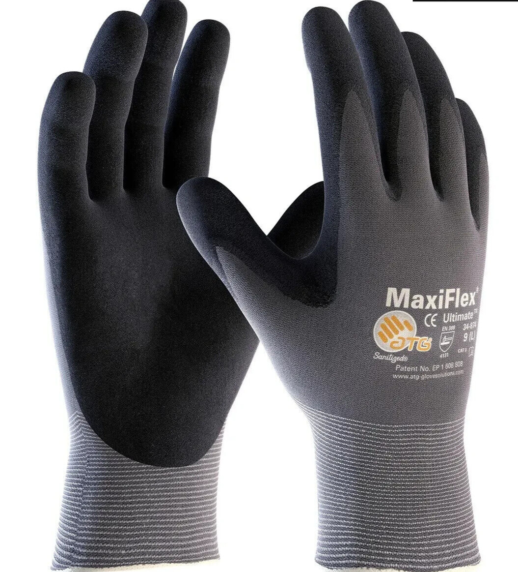 MaxiFlex Ultimate Micro Foam Nitrile Grip Coated WORK GLOVES 12 PAIR 34-875/S(7)