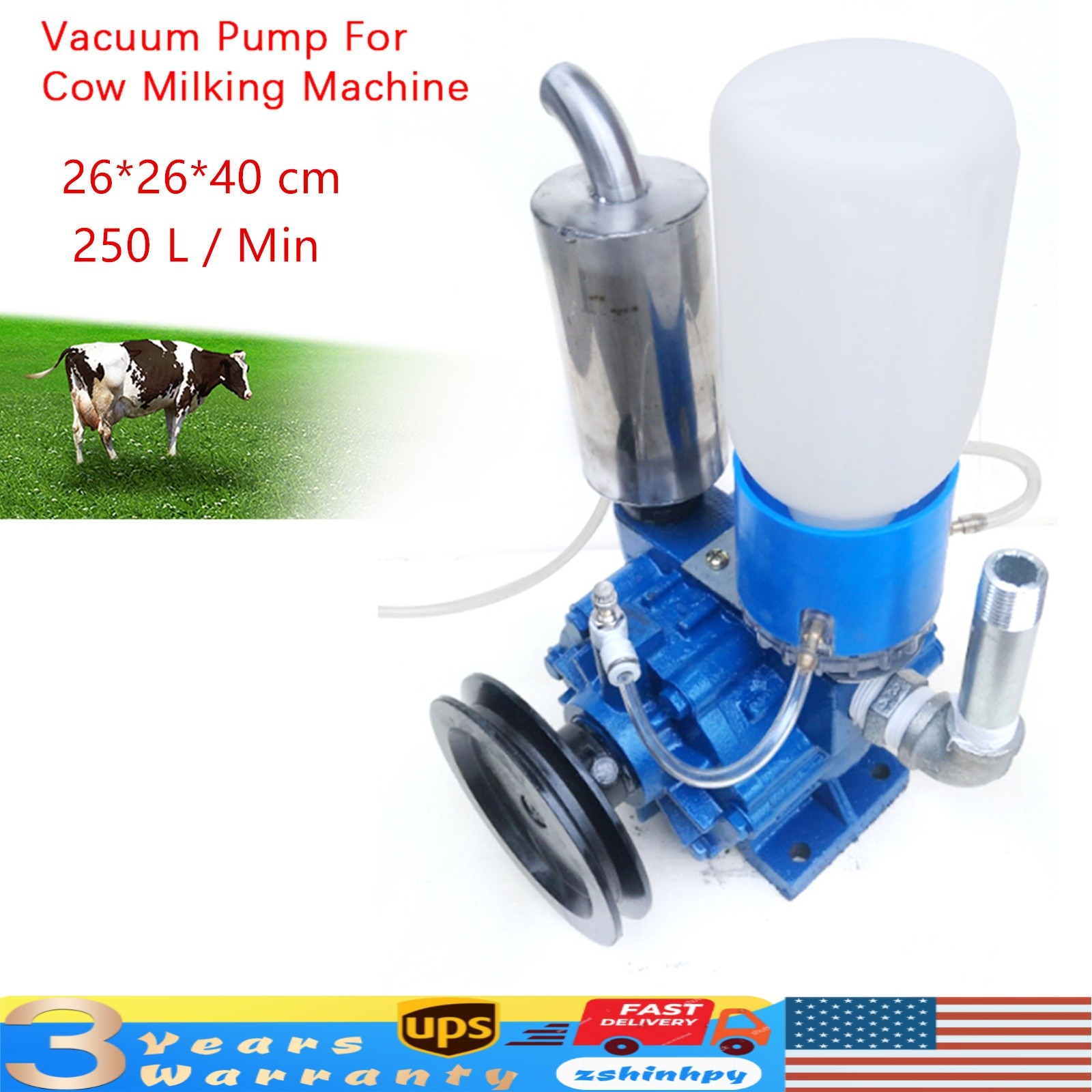Vacuum Pump Electric Milking Machine 250L/min Sheep Milker Tank Barrel USA