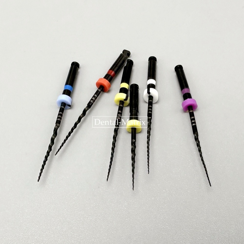 6pcs Dental Nickel Titanium Heat Activated Root Files Black Rotary Files 25mm