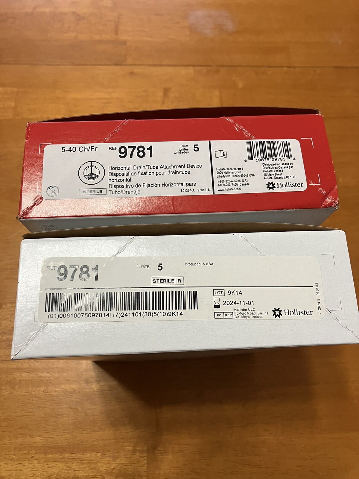 NIB Box of 5 – Hollister 9781 Horizontal Drain Tube , Lot Of 2 Boxes, 5-40 CH-Fr