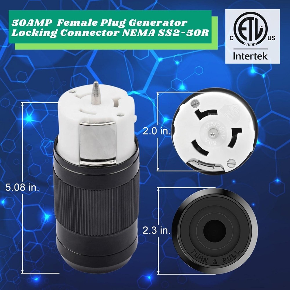 Generator Connector 50 Amp 4Pin Straight Blade Connector 3 Pole 4 Wire Grounding