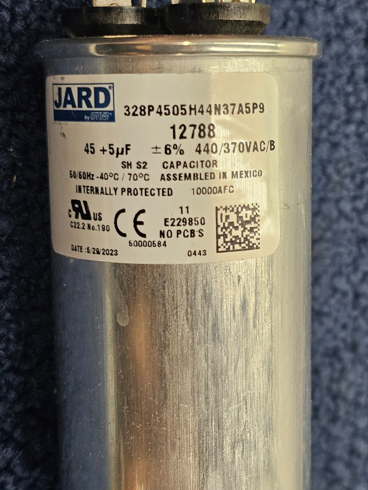 (QTY 2) JARD 12788 45 + 5 x 440/370 VAC Round Dual Run Capacitor 50/60Hz