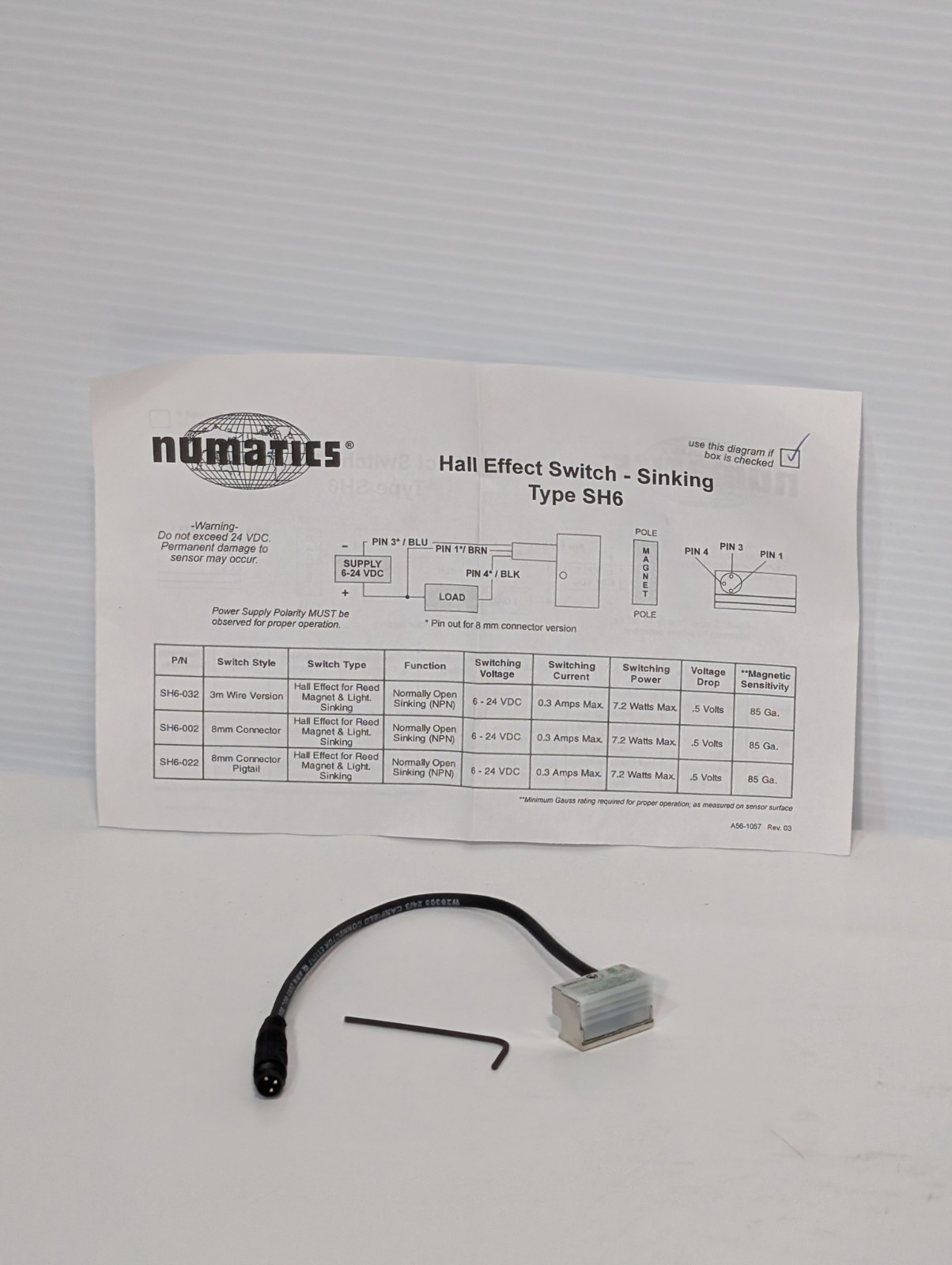Numatics Type SH6-022 Hall Effect Sinking Switch, New in Original Packaging