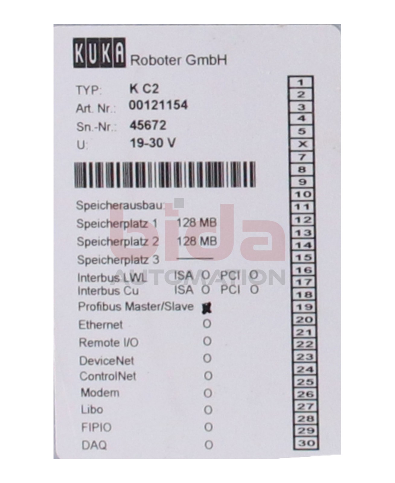 KUKA 00121154 Robot Controller K C2 128MB Robot controller