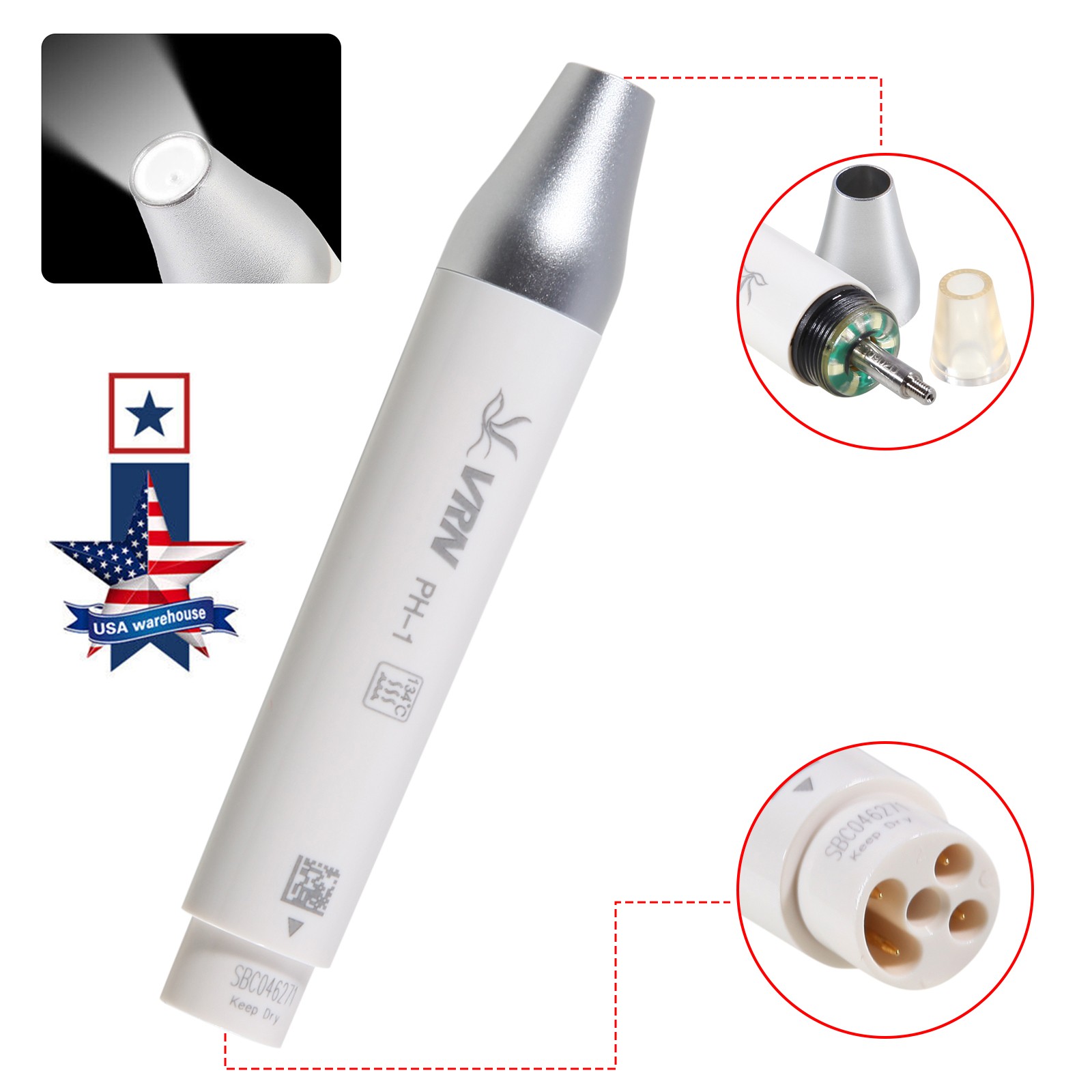 1-10 Dental LED Detachable Scaler Handpiece for Ultrasonic Piezo Scaler VRN-A8