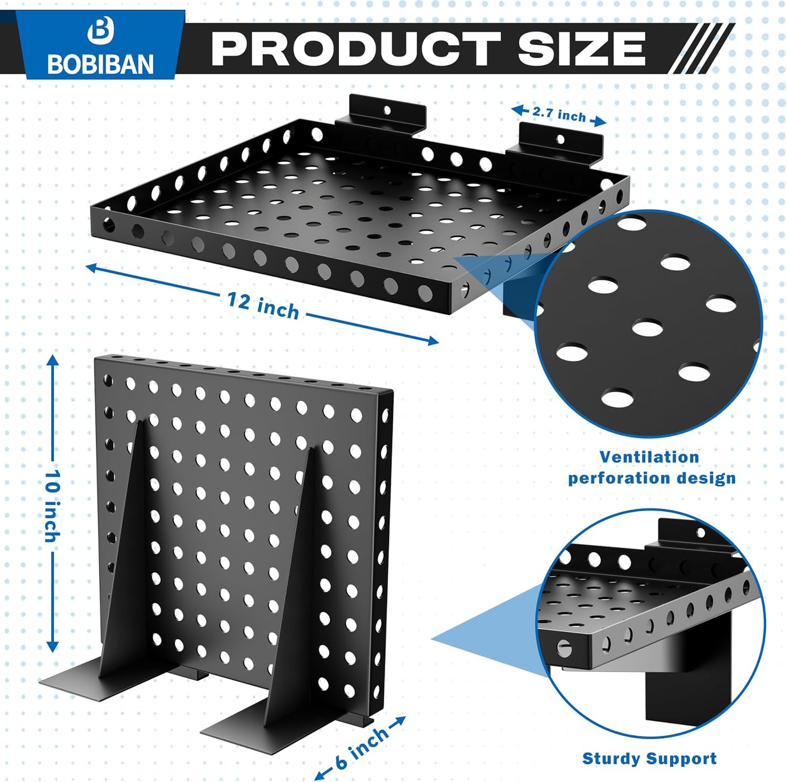2 Pack Heavy Duty Metal Slatwall Shelves for Retail Garage Home Storage 10×12