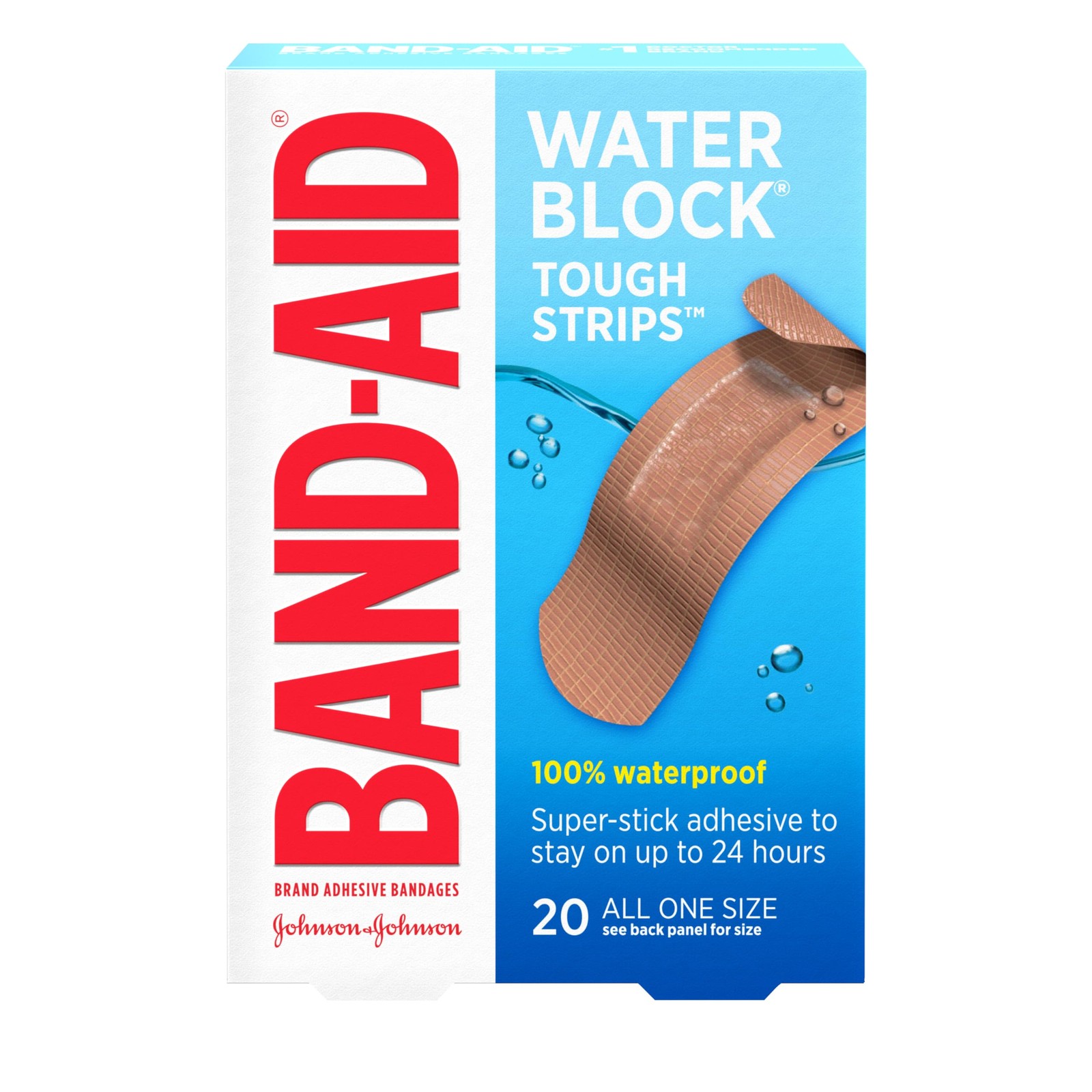 Band-Aid Brand Water Block Waterproof Tough Adhesive 20 Count (Pack of 1)