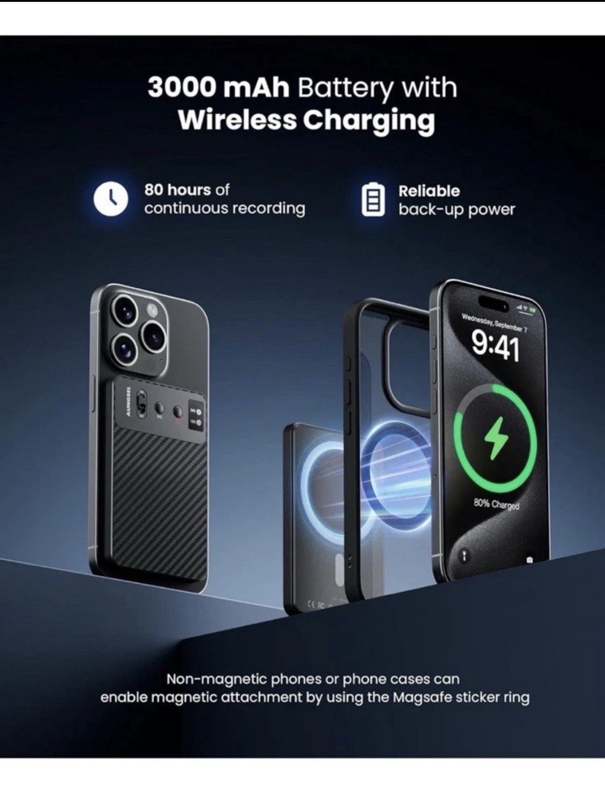 Aungsel Chime Note Chat GPT Empowered AI Voice Recorder w/ Wireless Charging USB